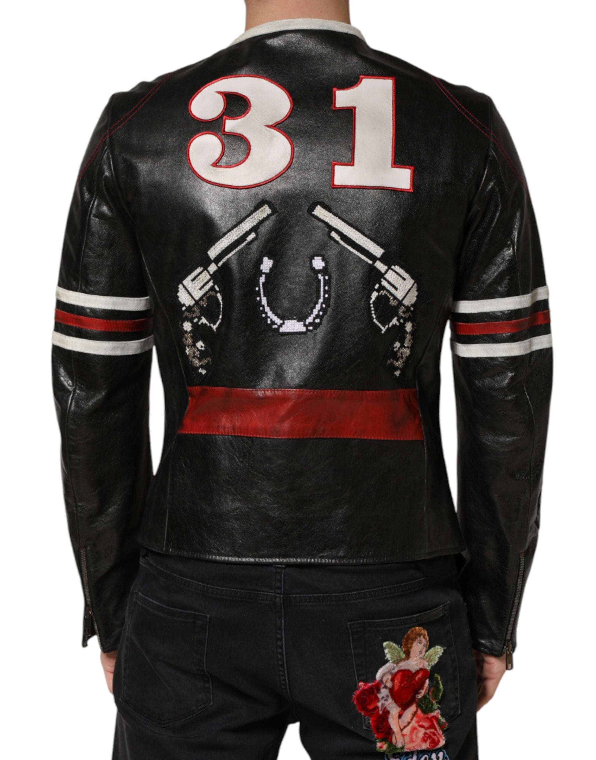 Dolce & Gabbana Multicolor Guns n' Roses Full Zip Men Biker Jacket Dolce & Gabbana