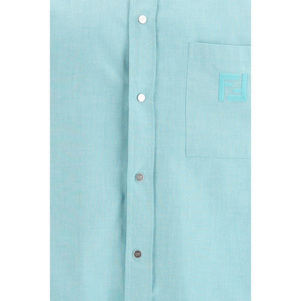 Fendi Blue Cotton Dress Shirt