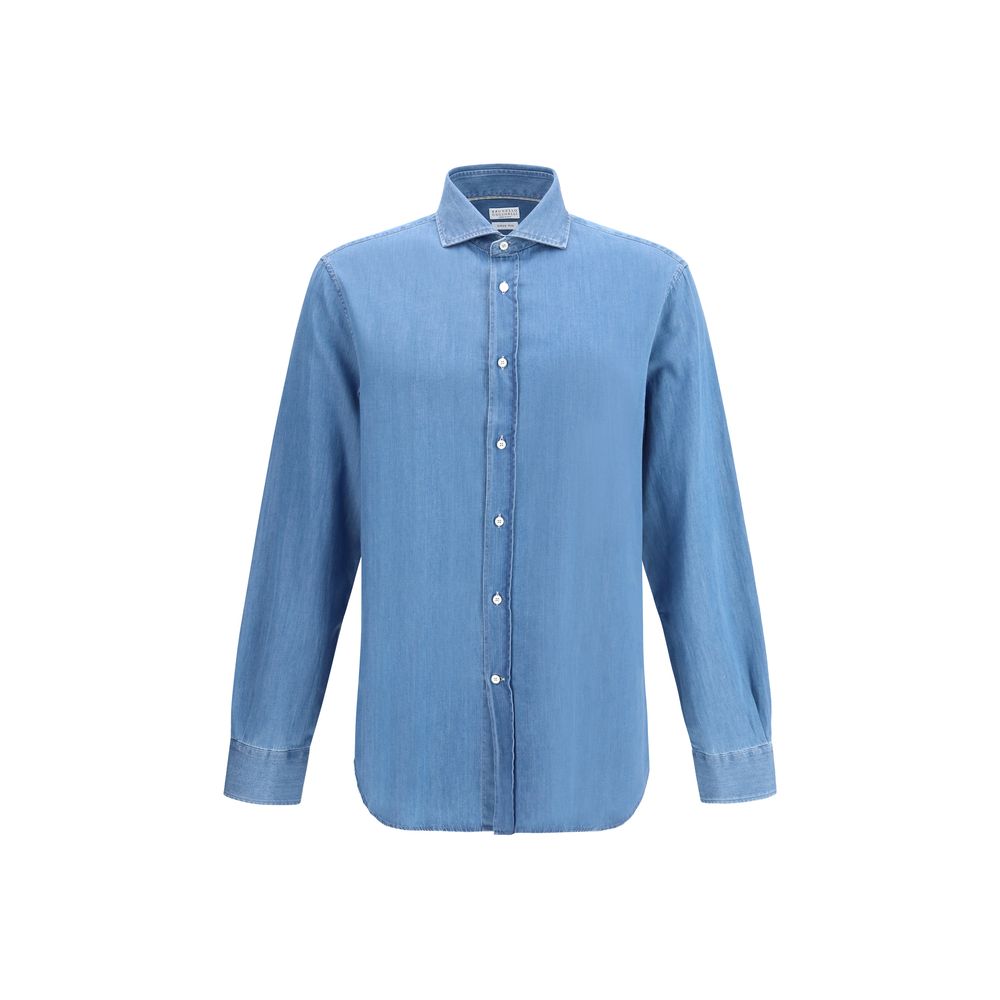 Brunello Cucinelli Blue Denim Shirt Brunello Cucinelli