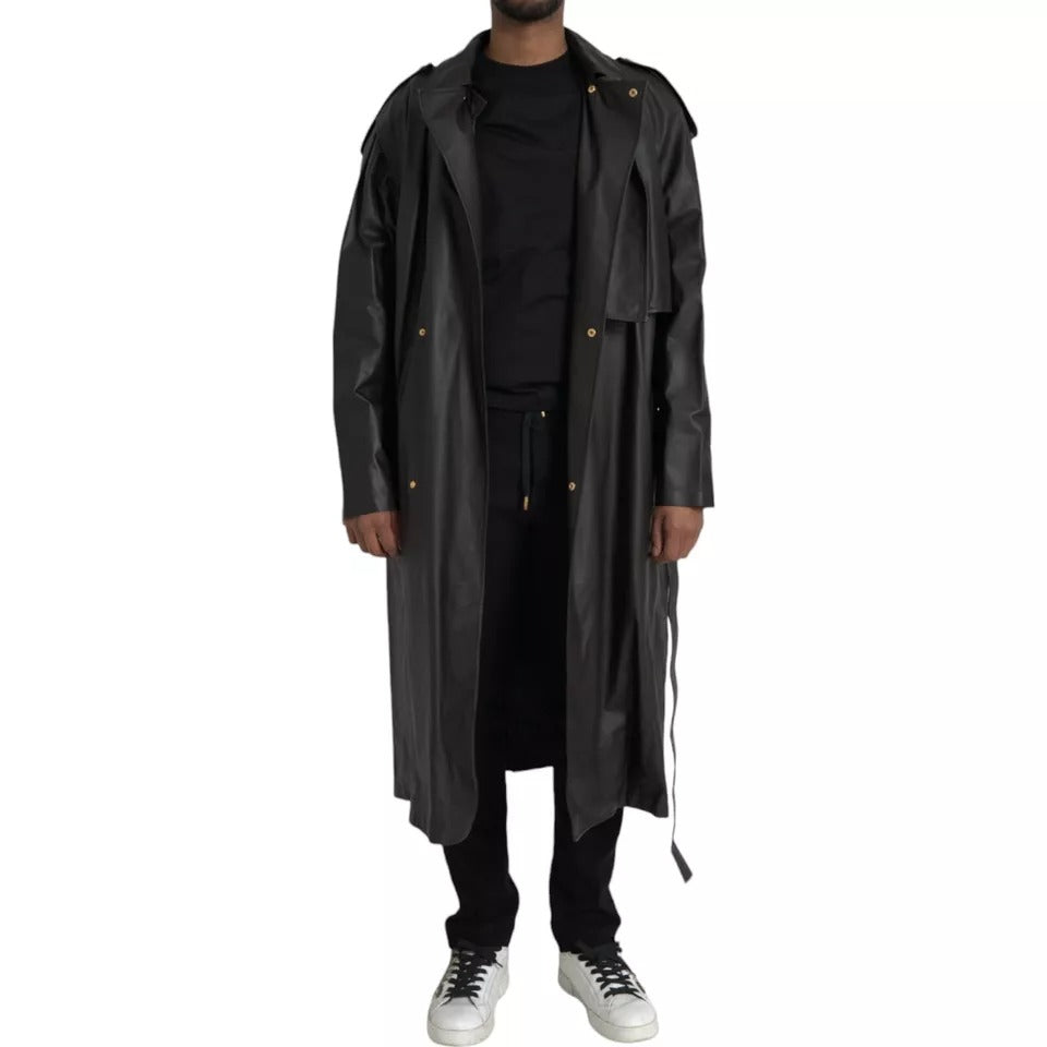 Bottega Veneta trench coats for men in black, product view 4