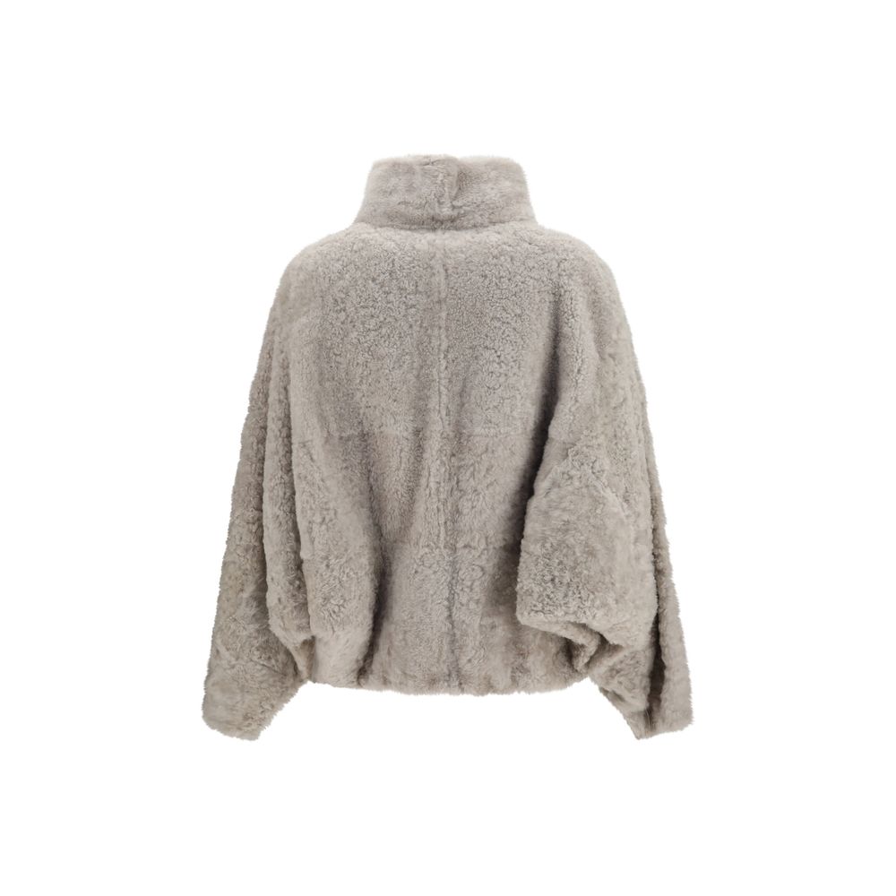 Brunello Cucinelli full-length jackets for women in gray, product view 2