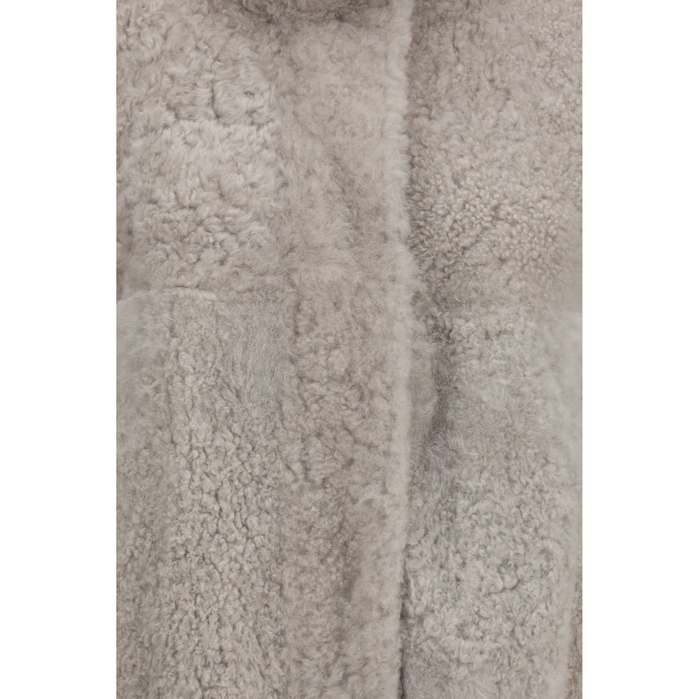 Brunello Cucinelli full-length jackets for women in gray, product view 3