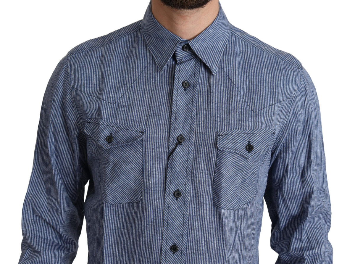 Dolce & Gabbana dress shirts for men in blue, product view 4