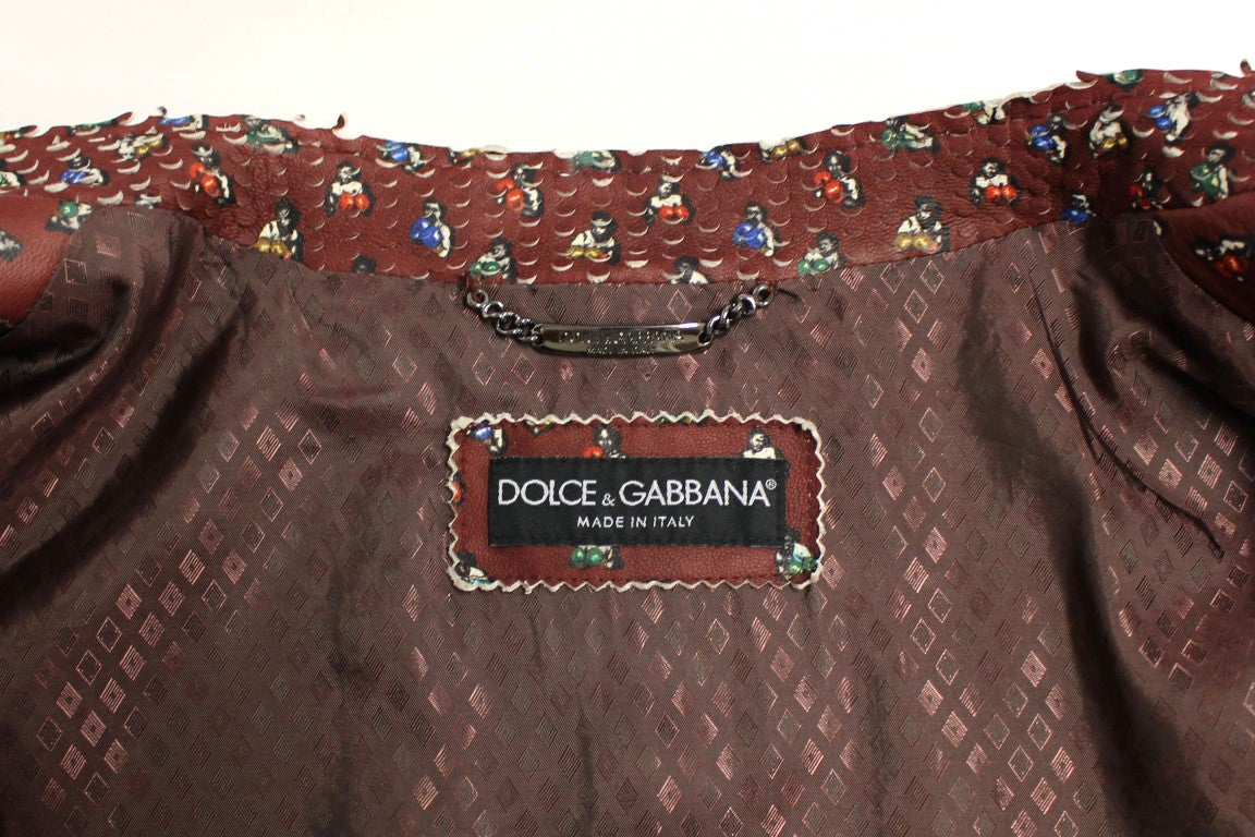 Dolce & Gabbana leather jackets for men in bordeaux, product view 7