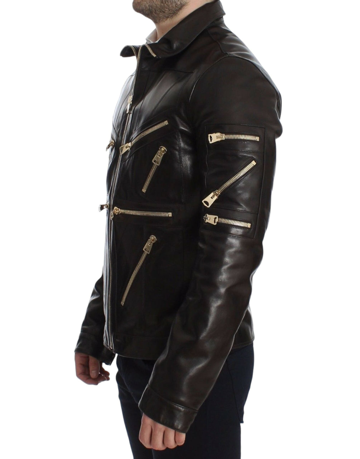 Dolce & Gabbana leather jackets for men in brown, product view 2