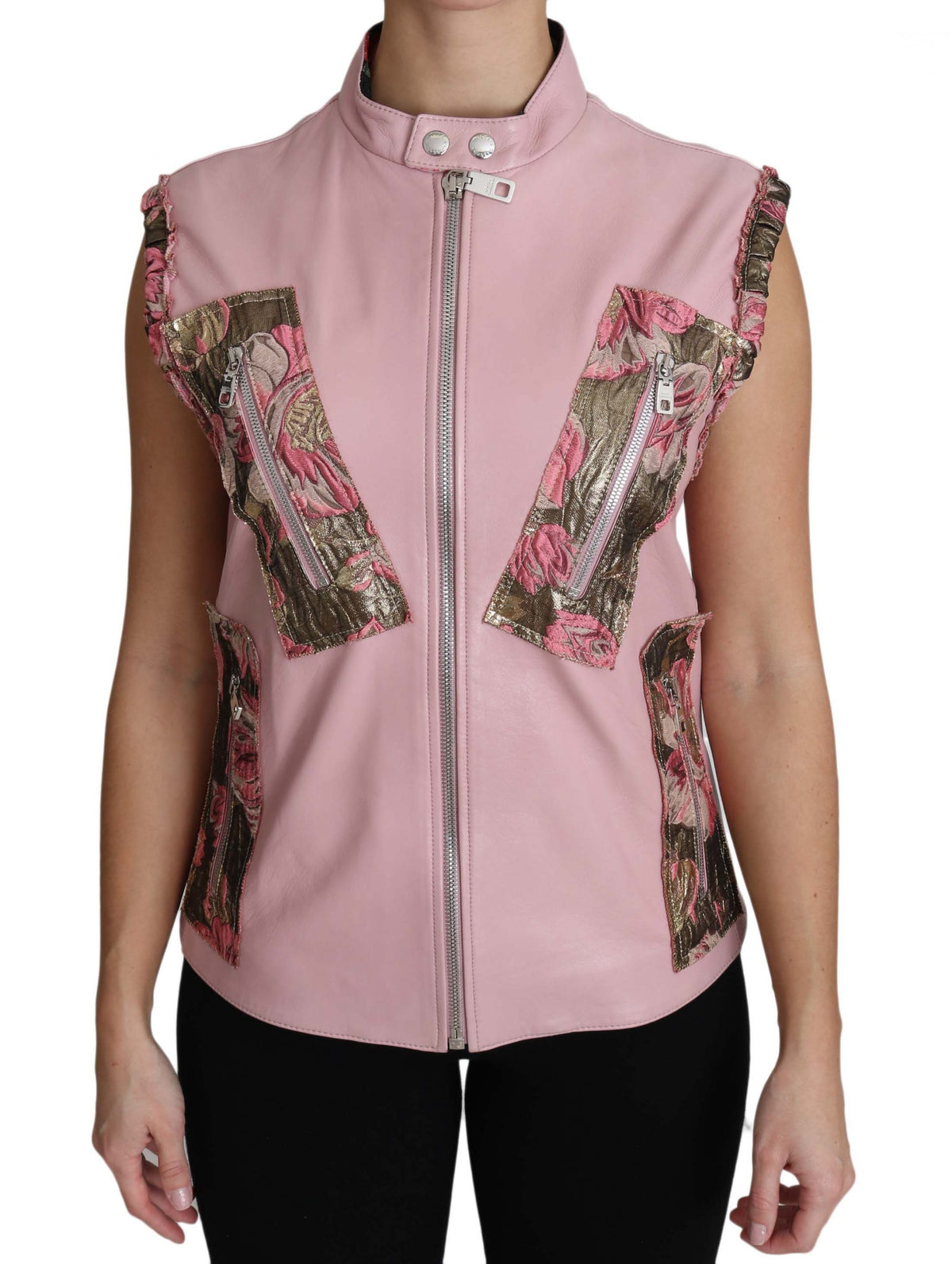 Dolce & Gabbana leather jackets for women in pink, product view 1