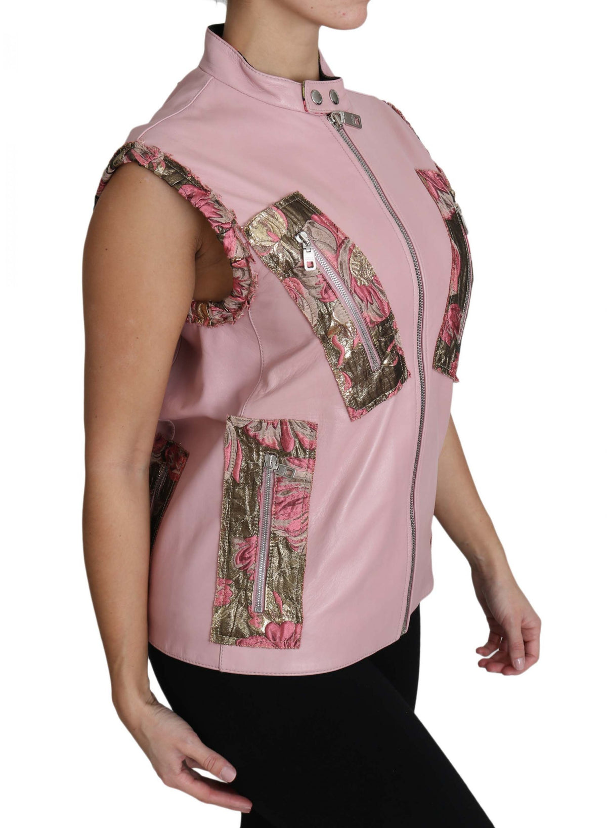 Dolce & Gabbana leather jackets for women in pink, product view 3