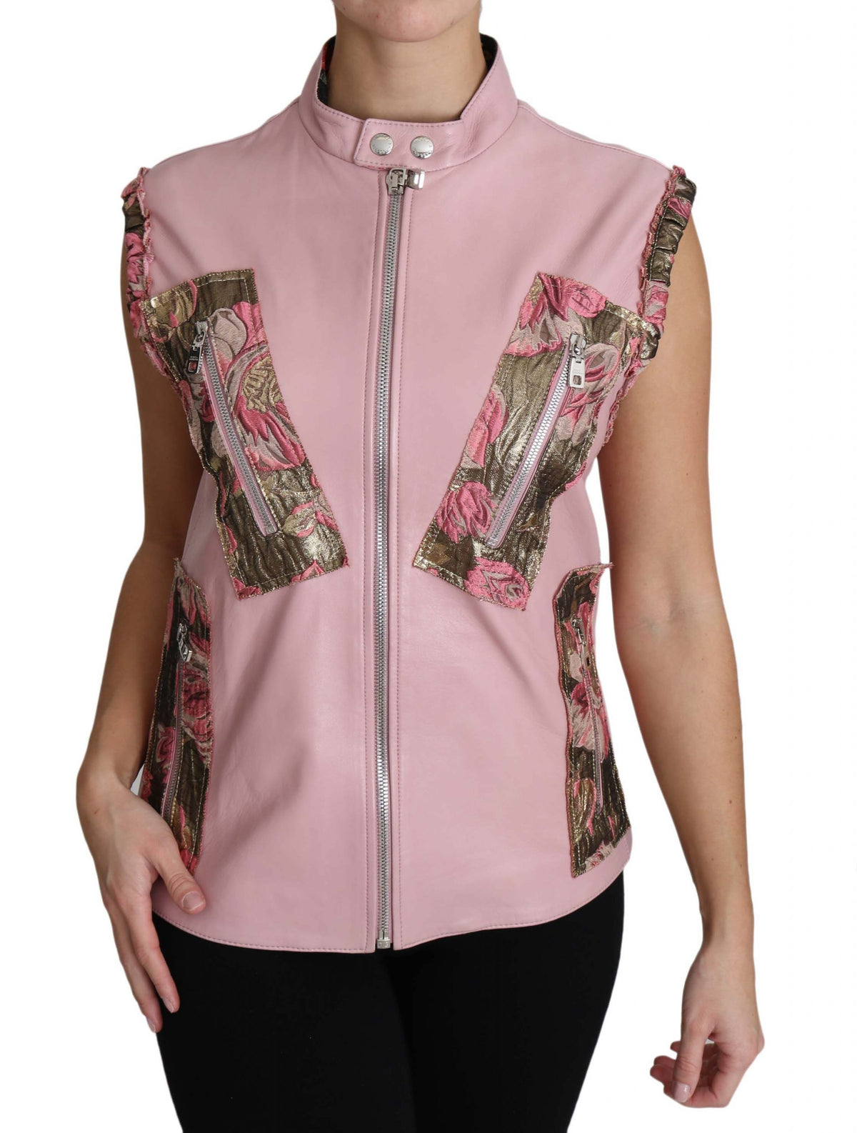 Dolce & Gabbana leather jackets for women in pink, product view 4