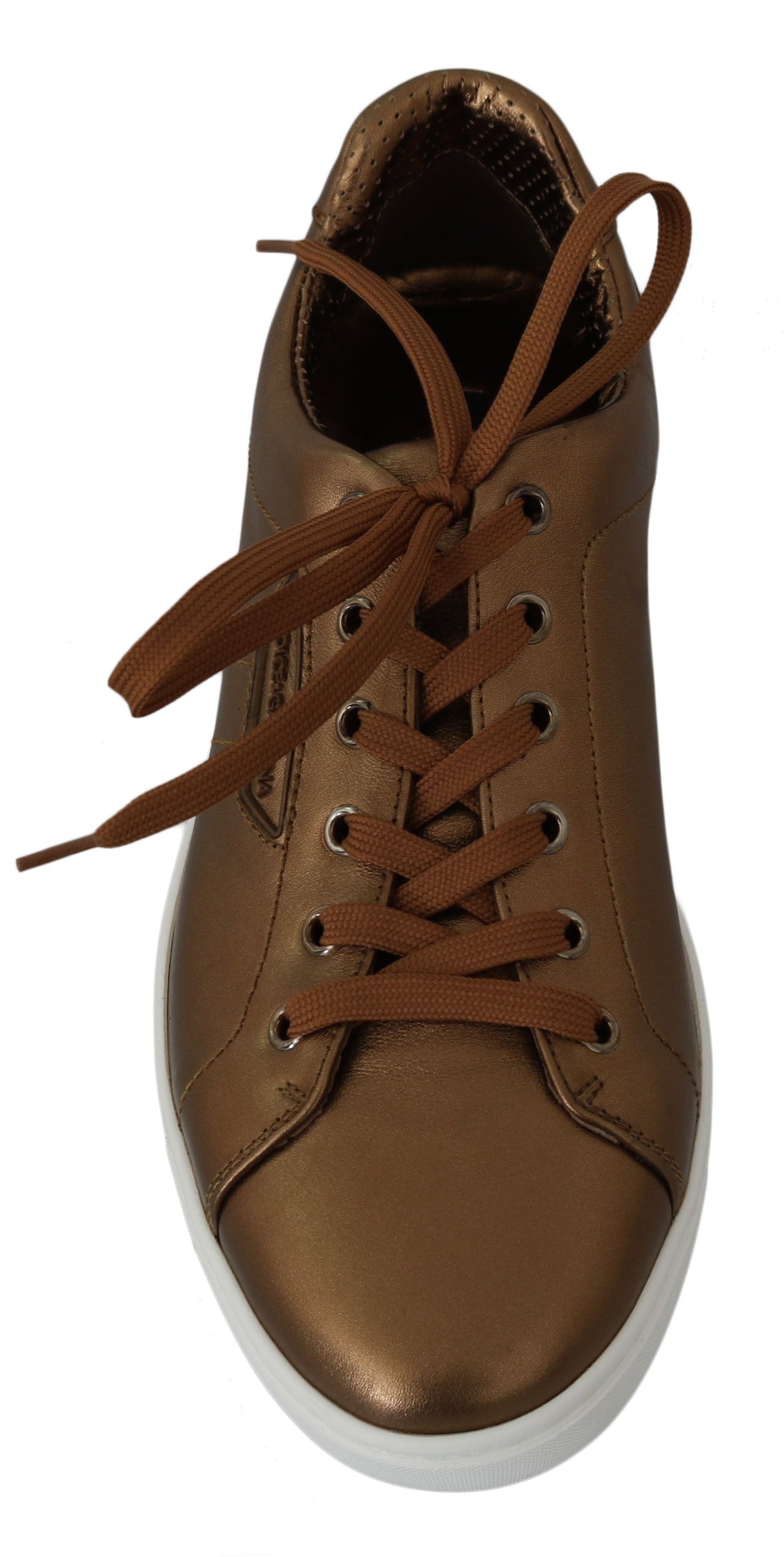 Dolce & Gabbana Gold Leather Mens Casual Sneakers Dolce & Gabbana