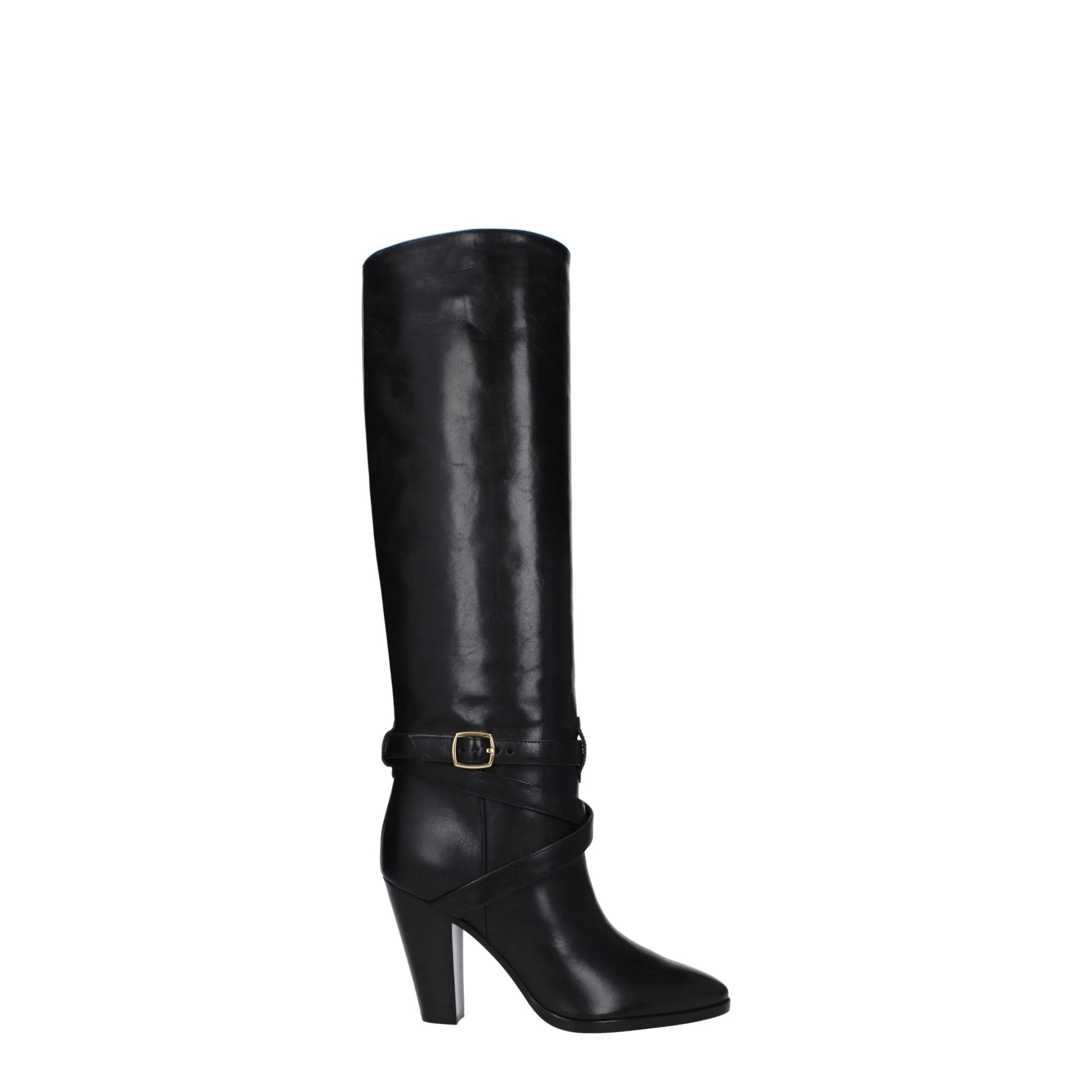 Celine Black Leather High Heel Boots Celine