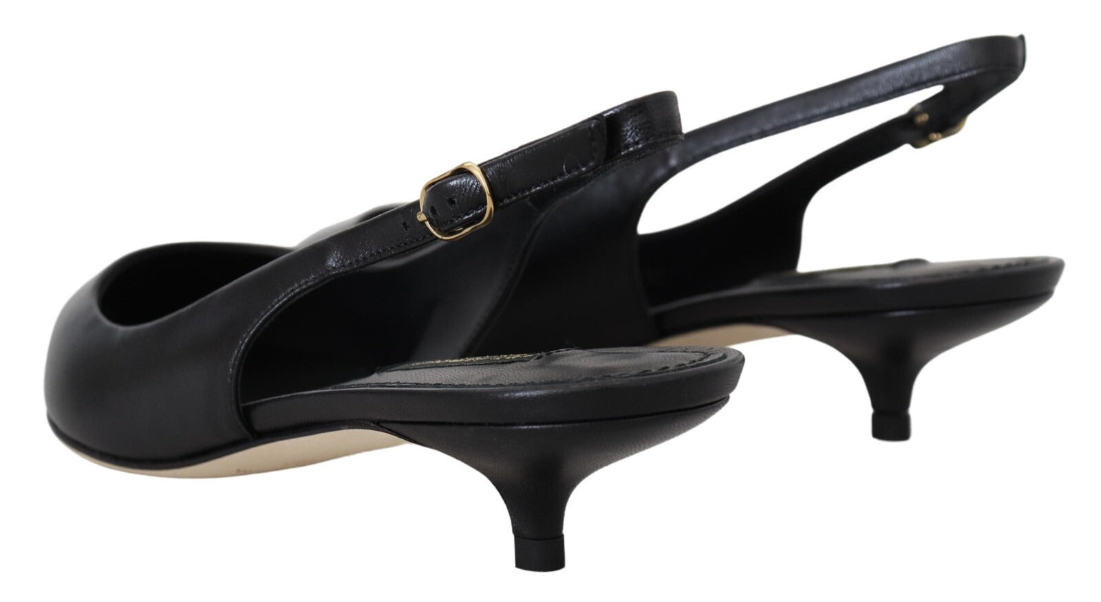 Dolce & Gabbana Black Leather Slingbacks Heels Pumps Shoes Dolce & Gabbana