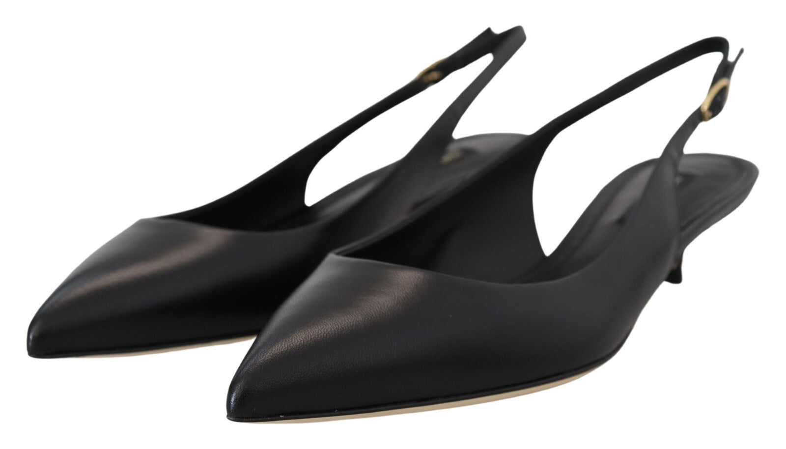 Dolce & Gabbana Black Leather Slingbacks Heels Pumps Shoes Dolce & Gabbana