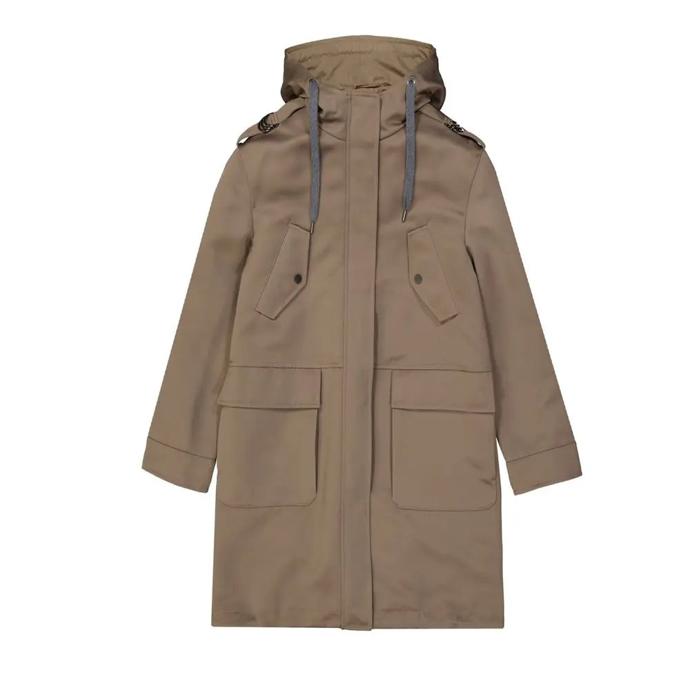 Brunello Cucinelli Brown Polyester Parka Brunello Cucinelli