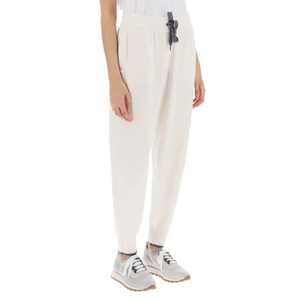 Brunello Cucinelli White Cashmere Casual Pants Brunello Cucinelli