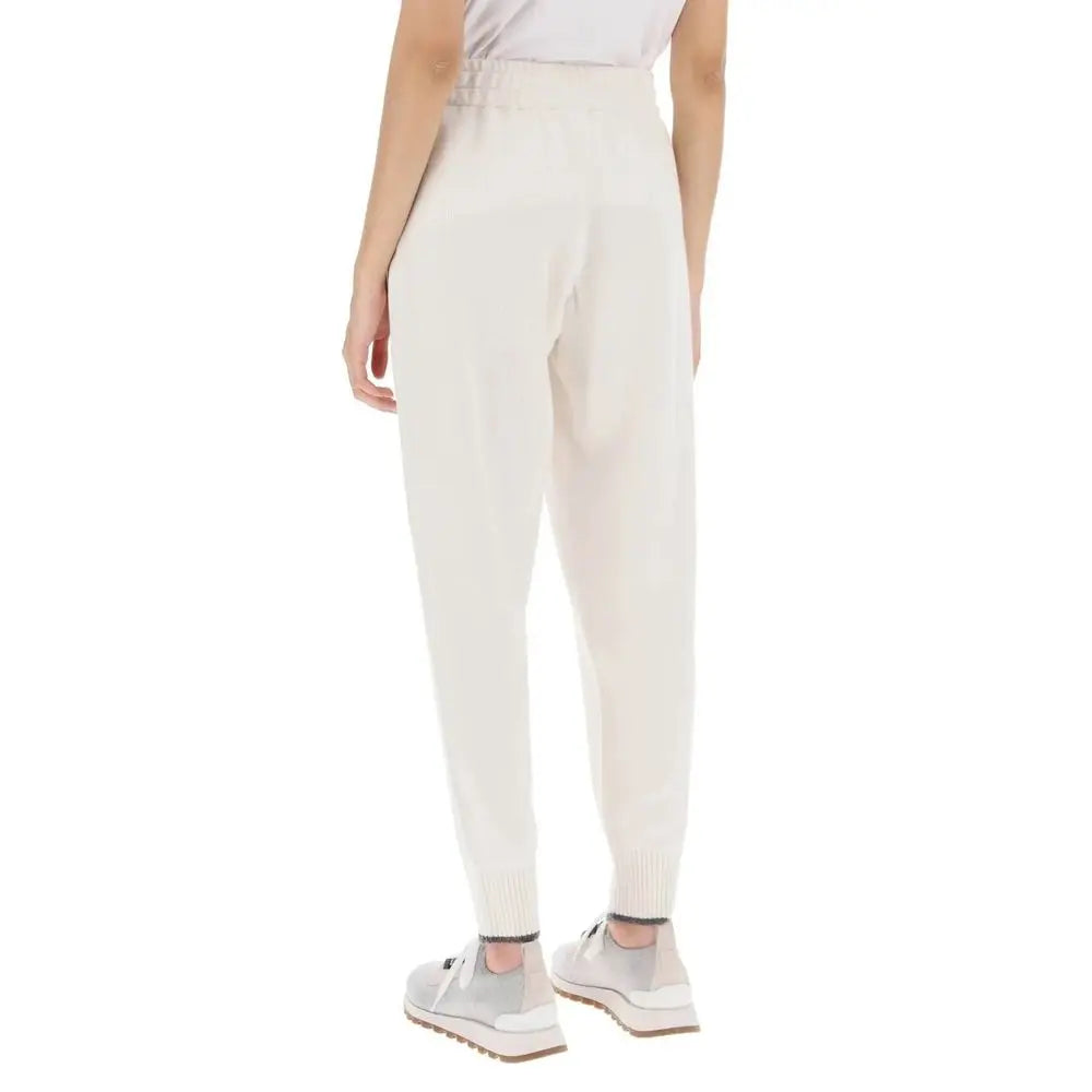 Brunello Cucinelli White Cashmere Casual Pants Brunello Cucinelli
