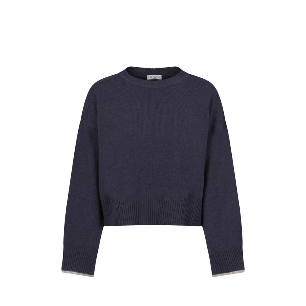 Brunello Cucinelli Blue Cashmere Sweater Brunello Cucinelli