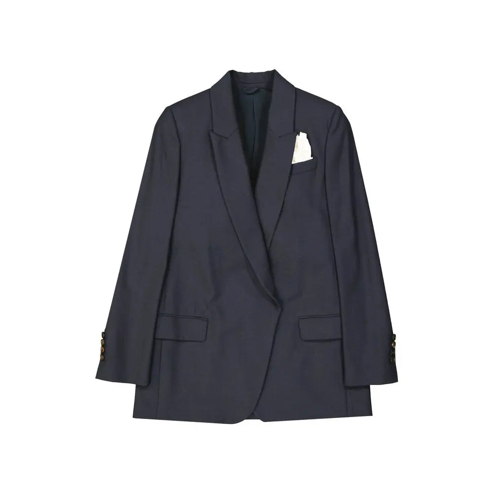 Brunello Cucinelli Blue Virgin Wool Coat Brunello Cucinelli
