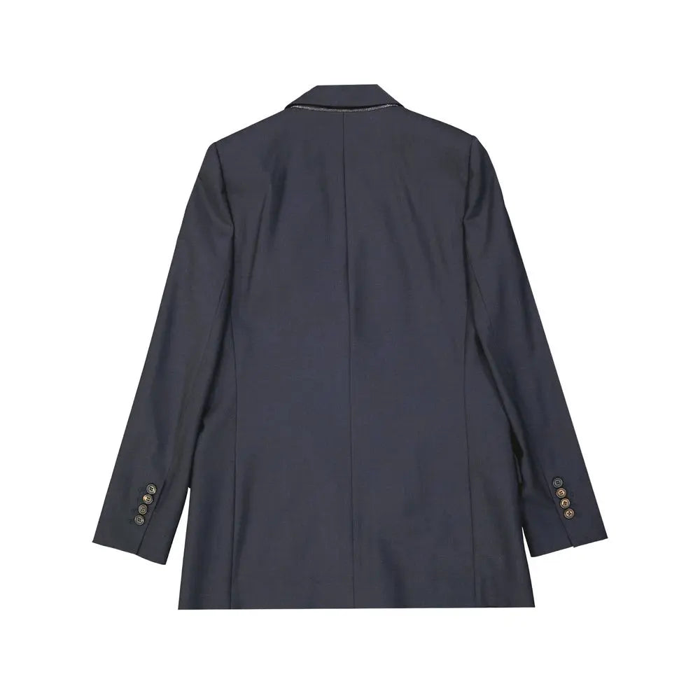 Brunello Cucinelli Blue Virgin Wool Coat Brunello Cucinelli