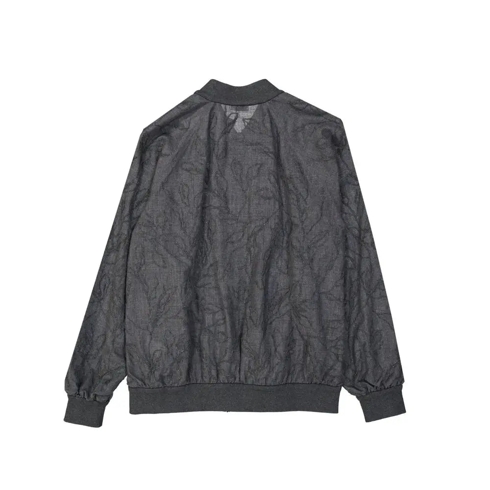 Brunello Cucinelli Gray Virgin Wool Bomber Brunello Cucinelli