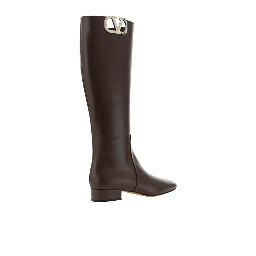 Valentino Garavani Brown Calfskin Boots Valentino Garavani