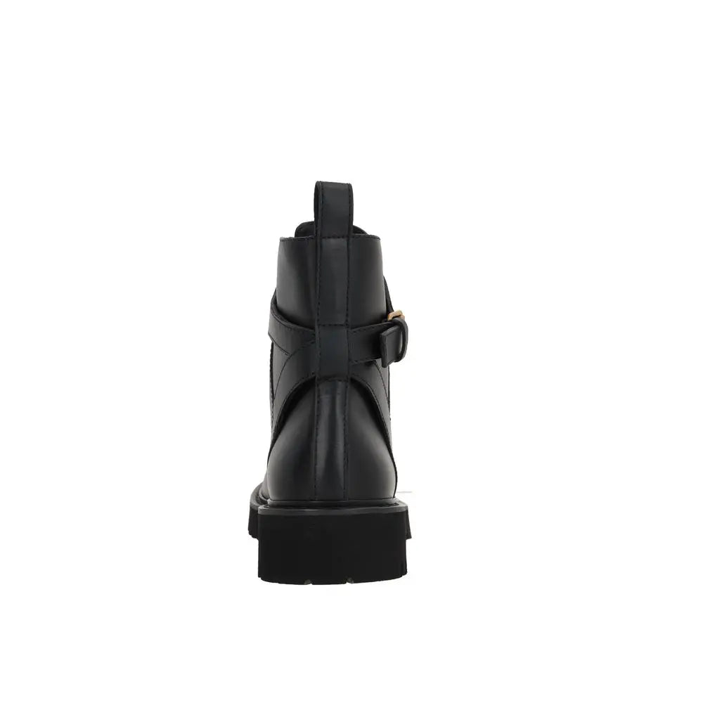 Valentino Garavani Black Calfskin Lace-Up Boots Valentino Garavani