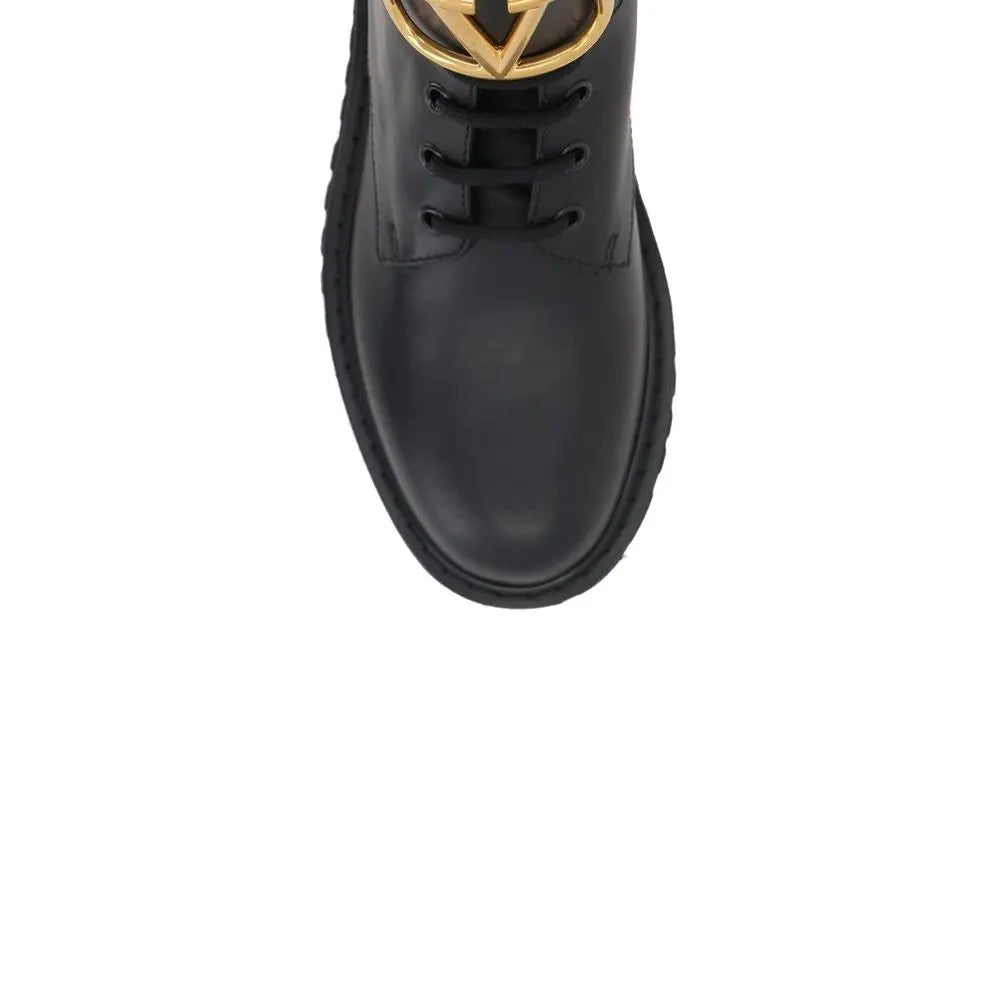 Valentino Garavani Black Calfskin Lace-Up Boots Valentino Garavani