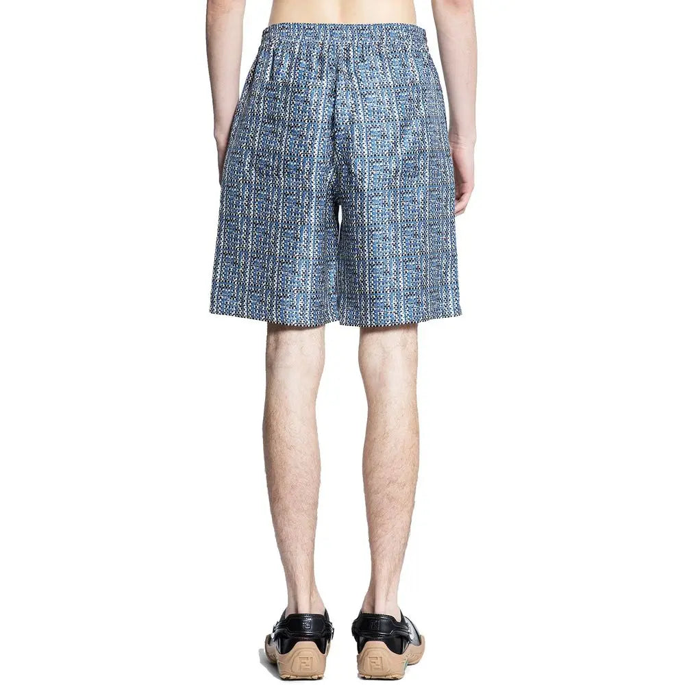 Fendi Blue Silk Bermuda Shorts Fendi