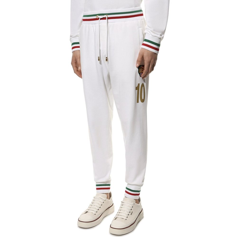 Dolce & Gabbana White Cotton Joggers (Workout Pants) Dolce & Gabbana