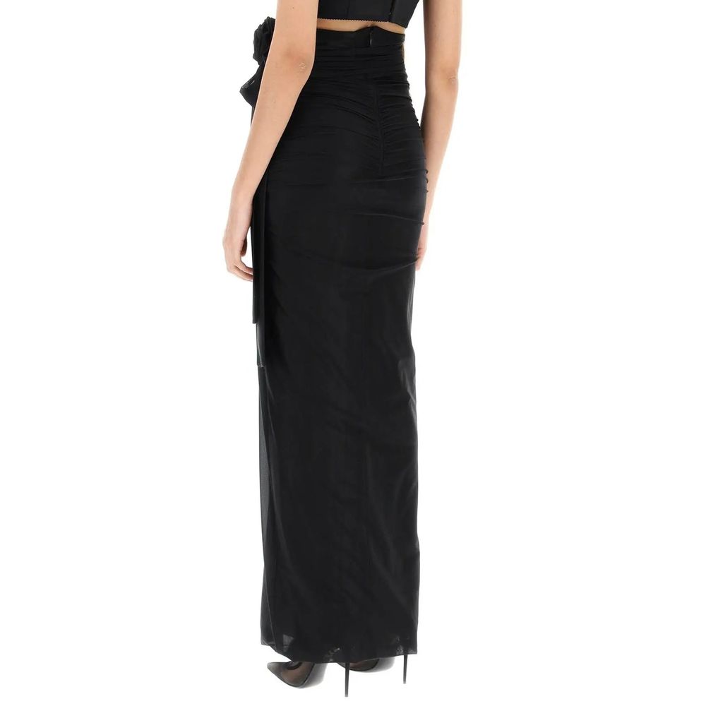 Dolce & Gabbana Black Elastane Long Skirt Dolce & Gabbana