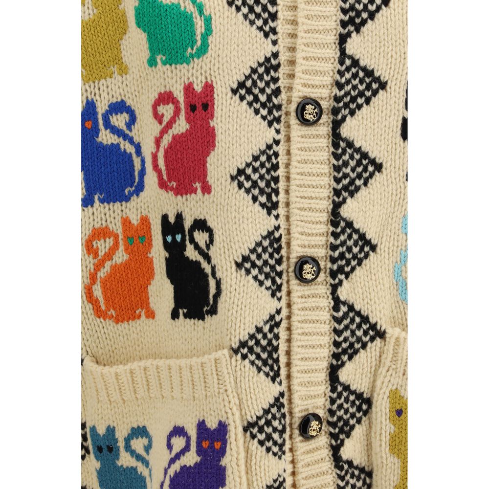 Valentino Multicolor Fleece Wool Cardigan Valentino