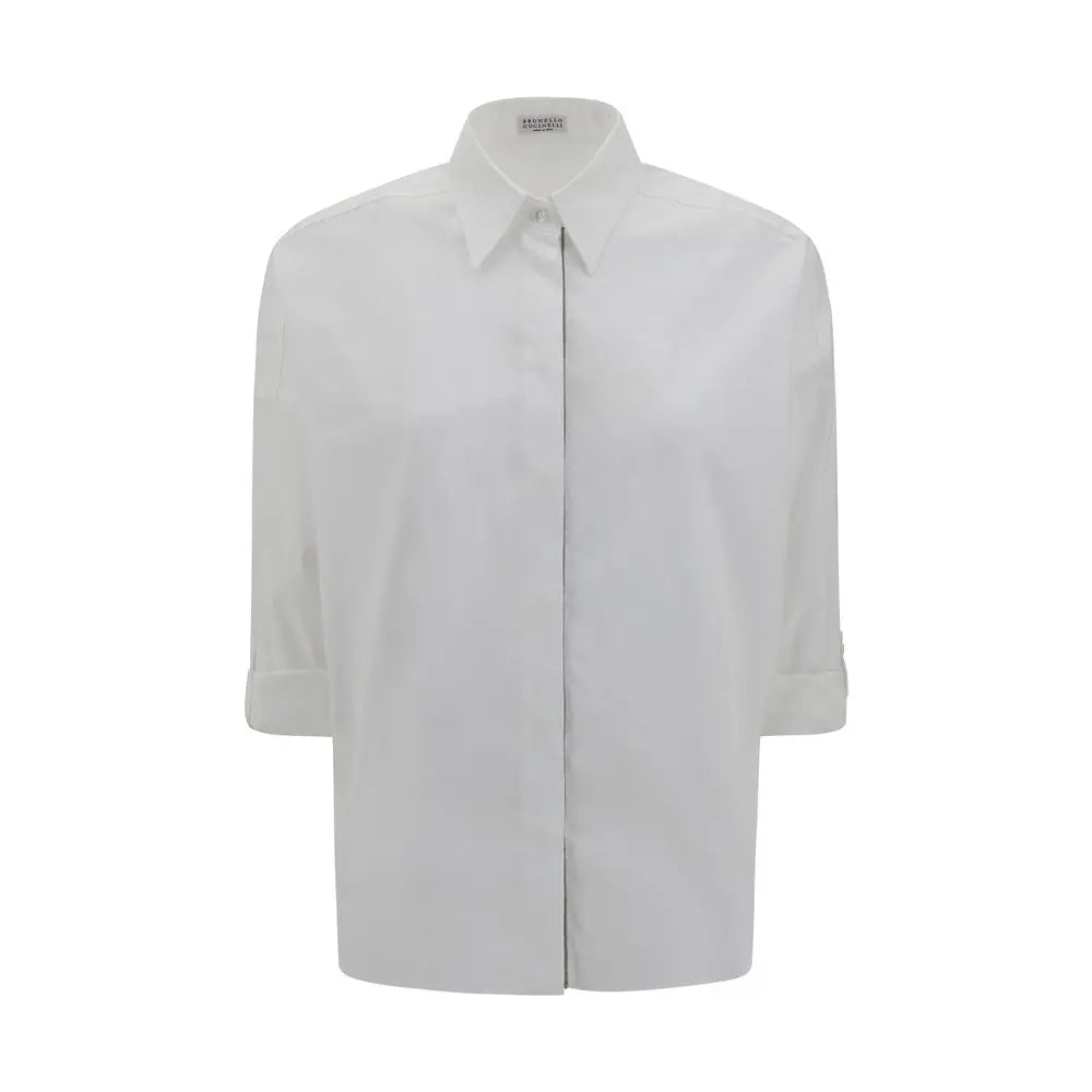 Brunello Cucinelli White Cotton Dress Shirt Brunello Cucinelli