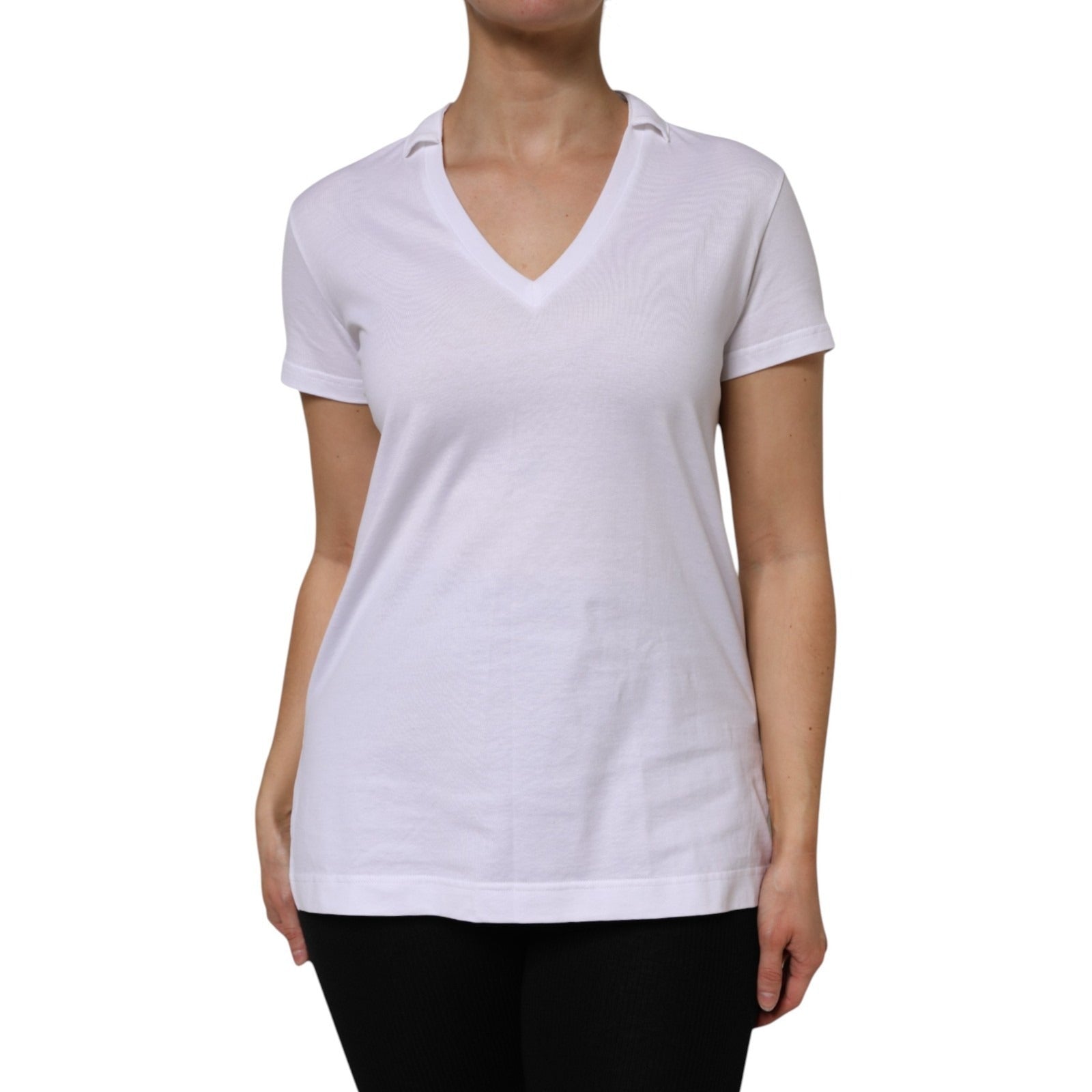 Dolce & Gabbana White V-Neck Cotton Short Sleeves T-shirt Dolce & Gabbana