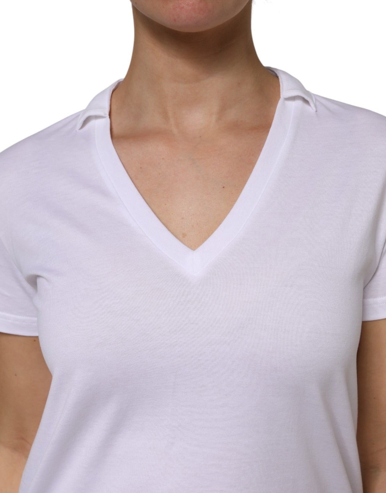 Dolce & Gabbana White V-Neck Cotton Short Sleeves T-shirt Dolce & Gabbana