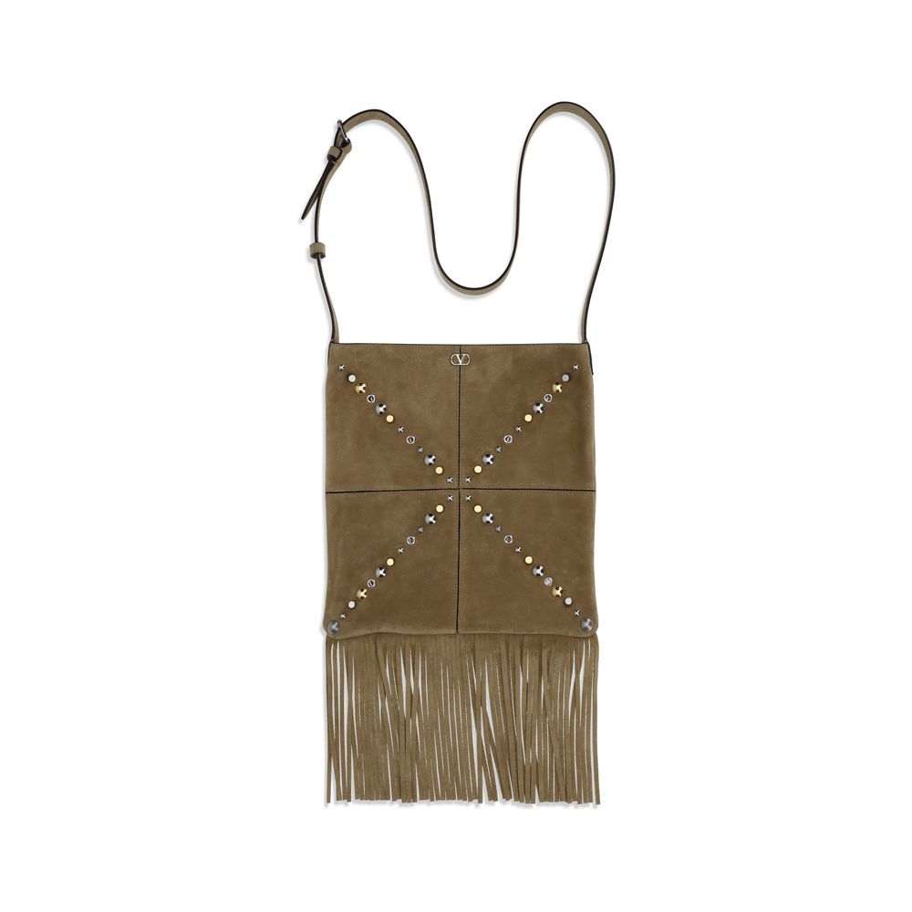 Valentino Garavani Beige Calf Leather Bos Taurus Shoulder Bag Valentino Garavani