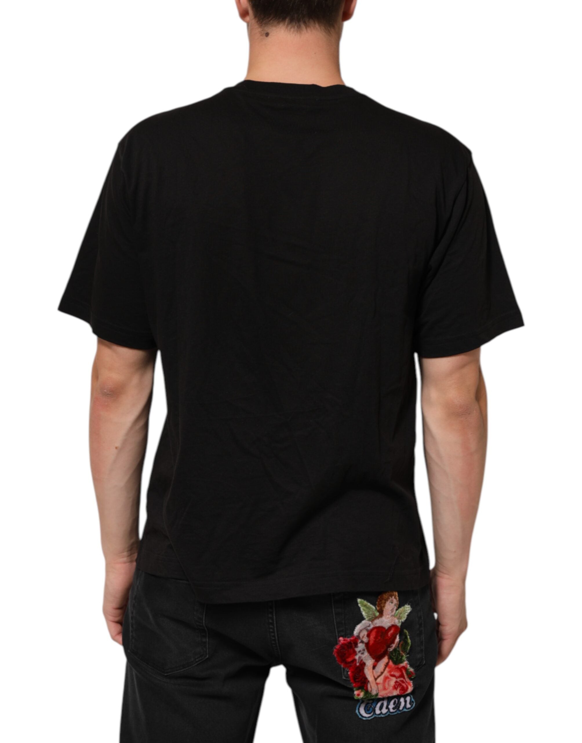 Dolce & Gabbana Black Logo Print Cotton Crew Neck T-shirt Dolce & Gabbana
