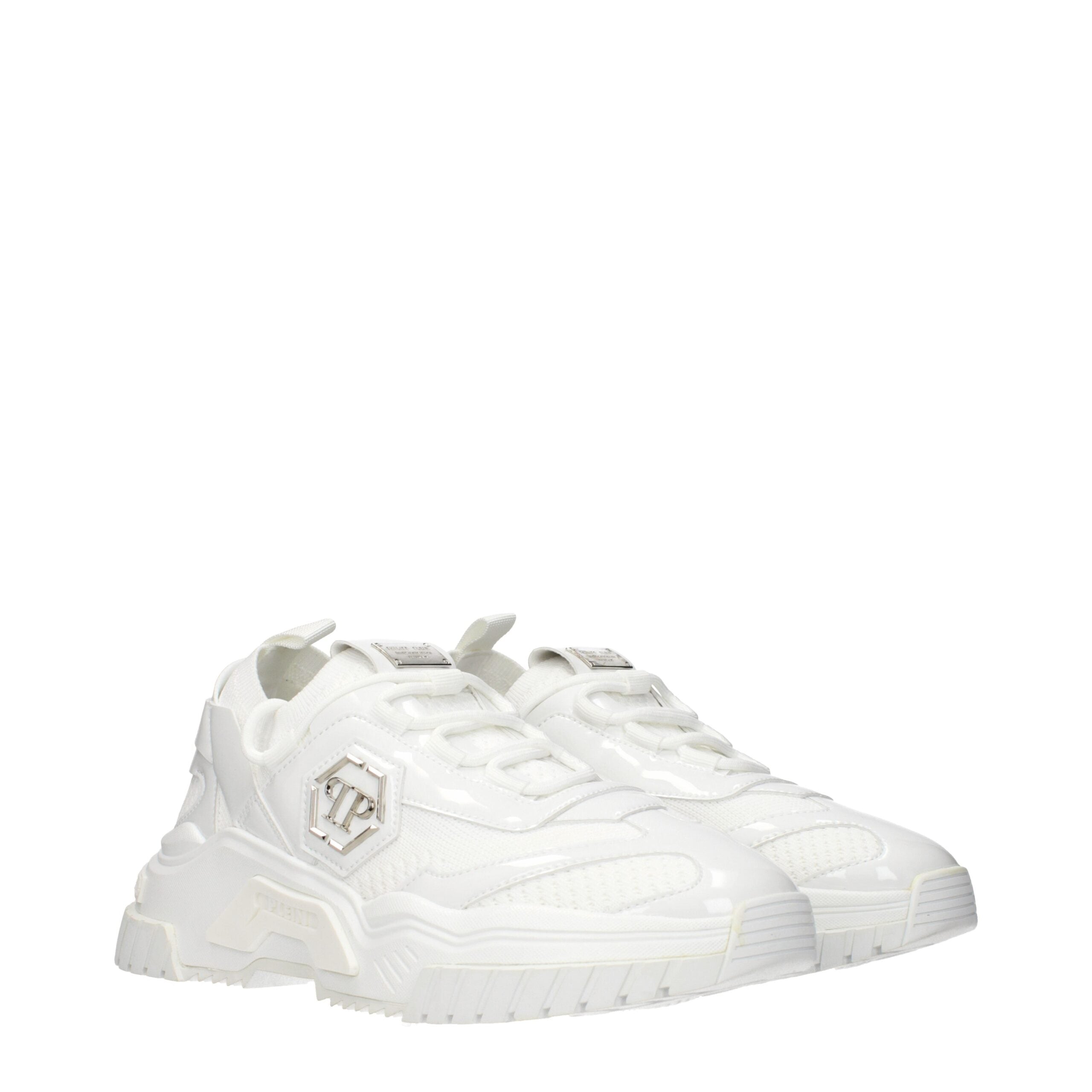 Philipp Plein White Fabric Chunky Sneakers Philipp Plein