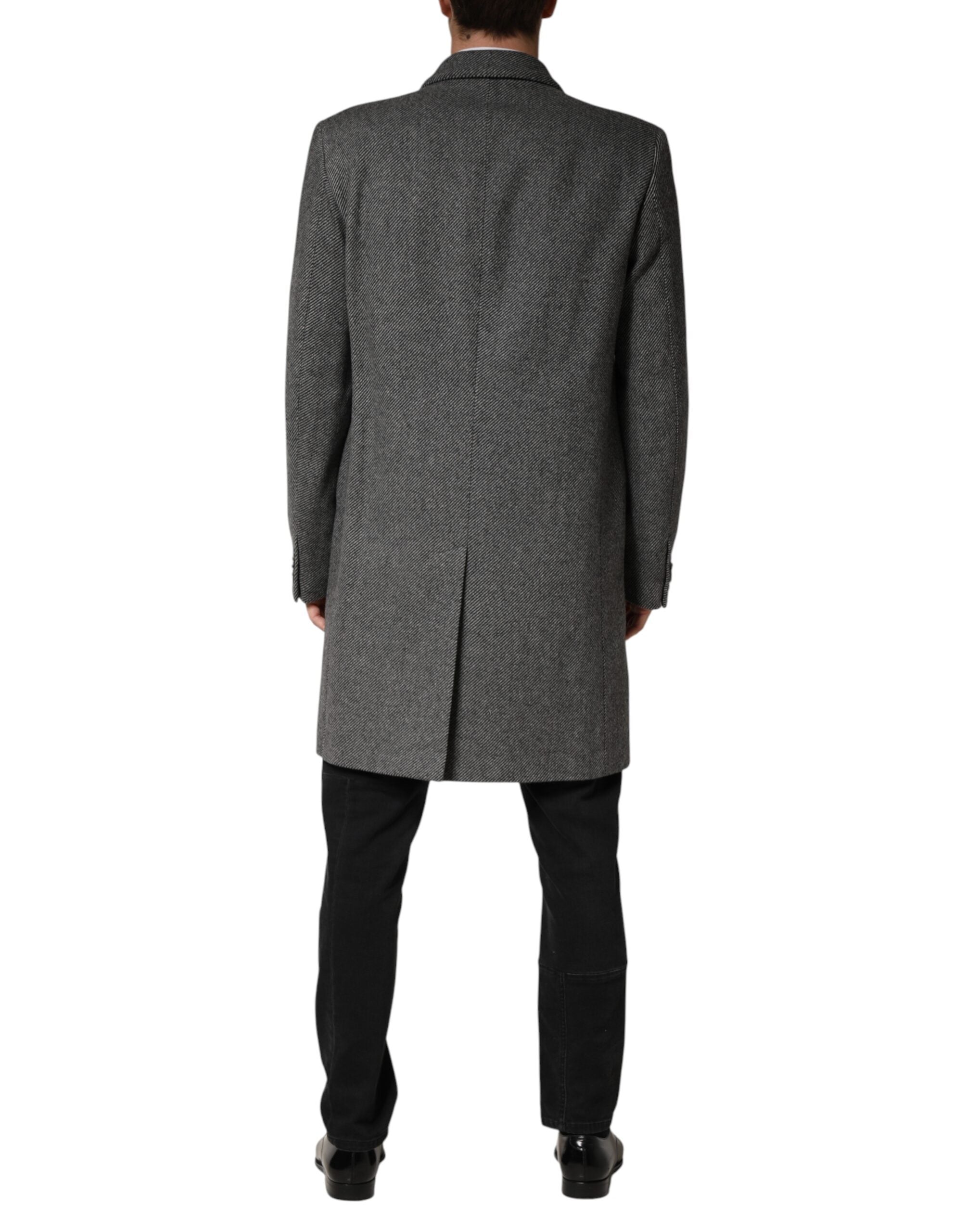 Dolce & Gabbana Gray Single Breasted Men Trench Coat Jacket Dolce & Gabbana