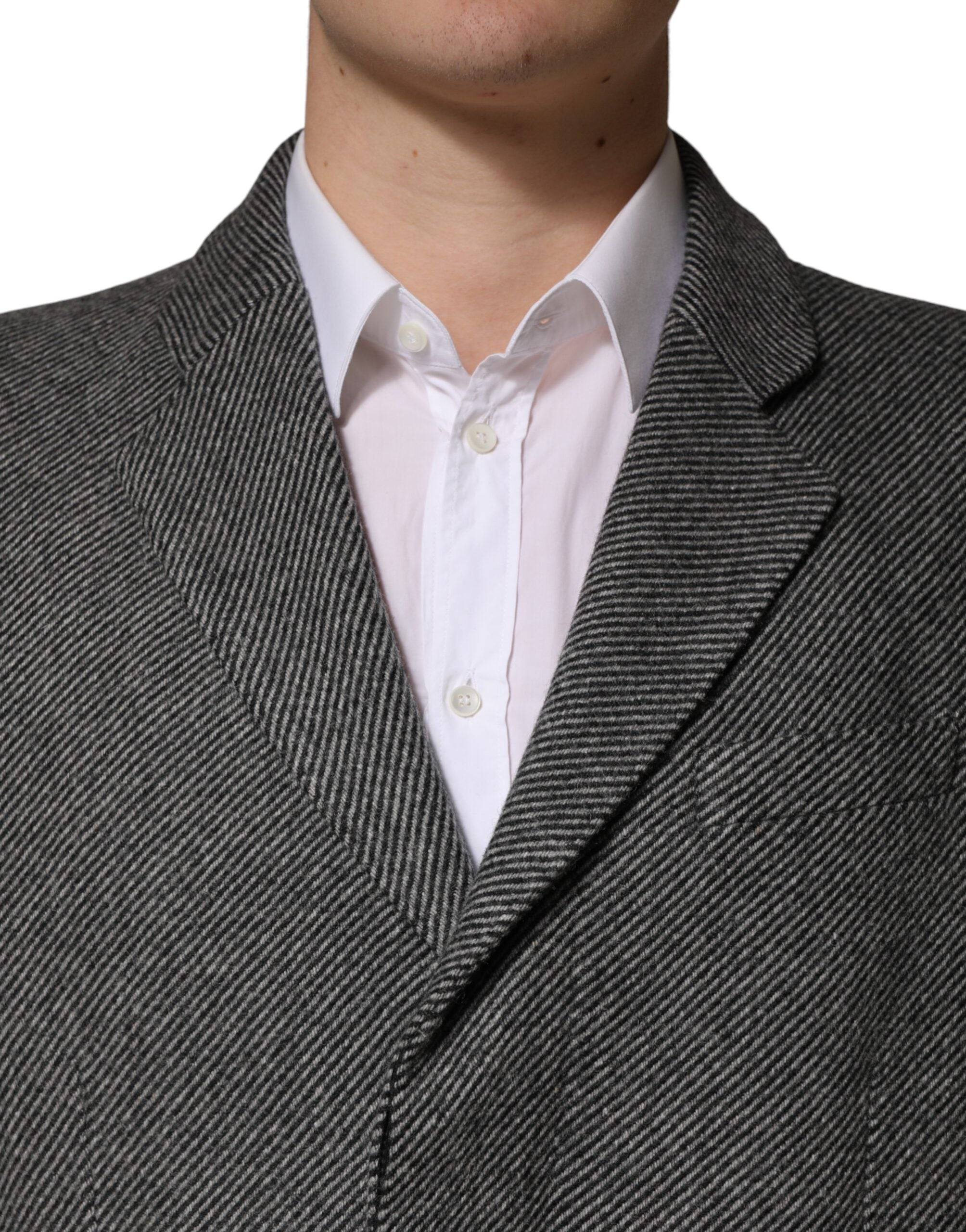 Dolce & Gabbana Gray Single Breasted Men Trench Coat Jacket Dolce & Gabbana