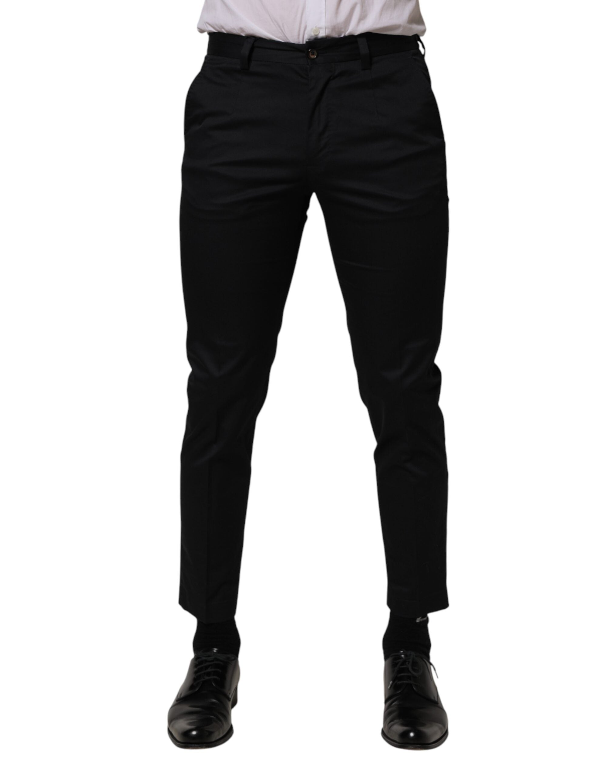 Dolce & Gabbana Dark Blue Cotton Skinny Dress Trouser Pants Dolce & Gabbana