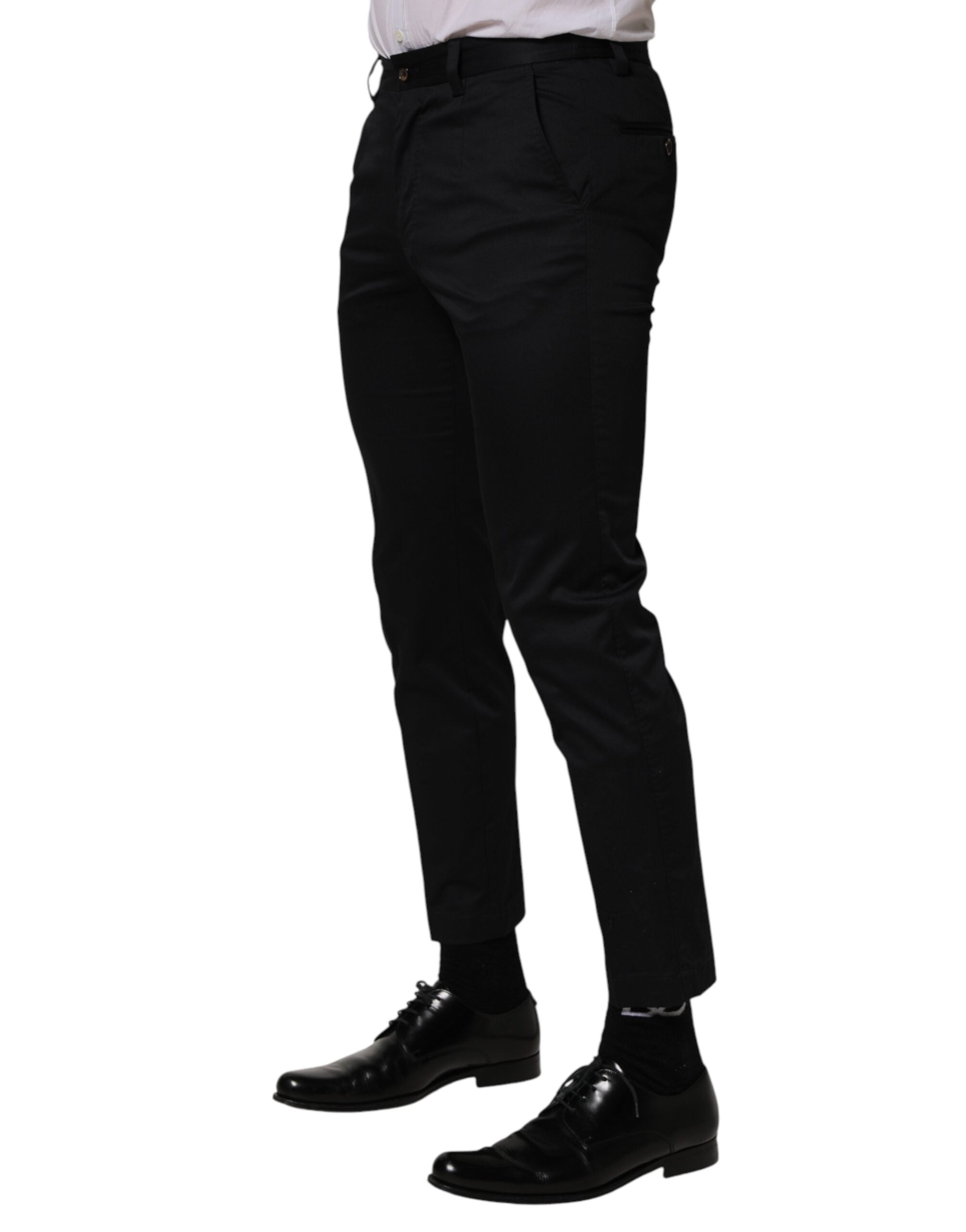 Dolce & Gabbana Dark Blue Cotton Skinny Dress Trouser Pants Dolce & Gabbana