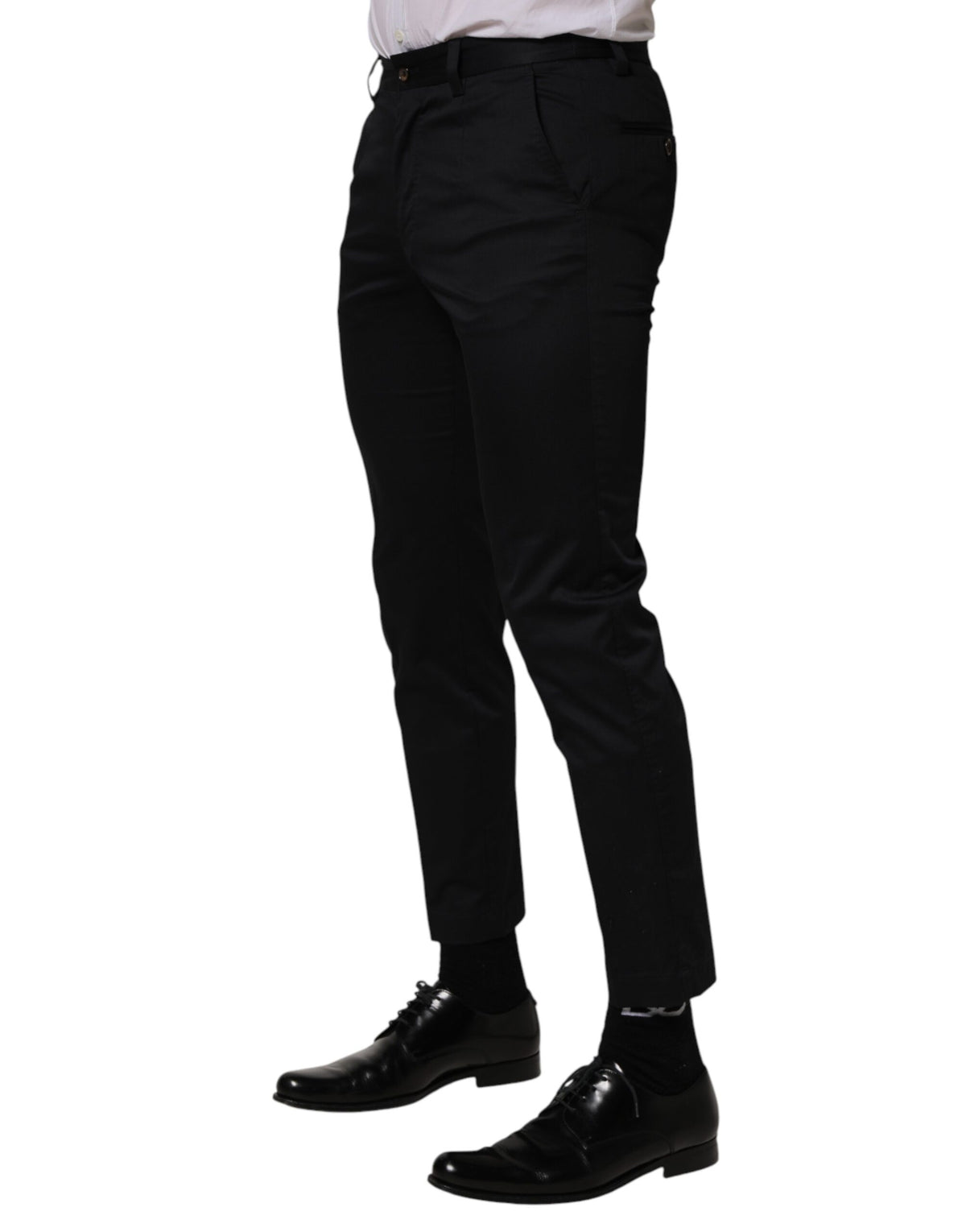 Dolce & Gabbana Dark Blue Cotton Skinny Dress Trouser Pants