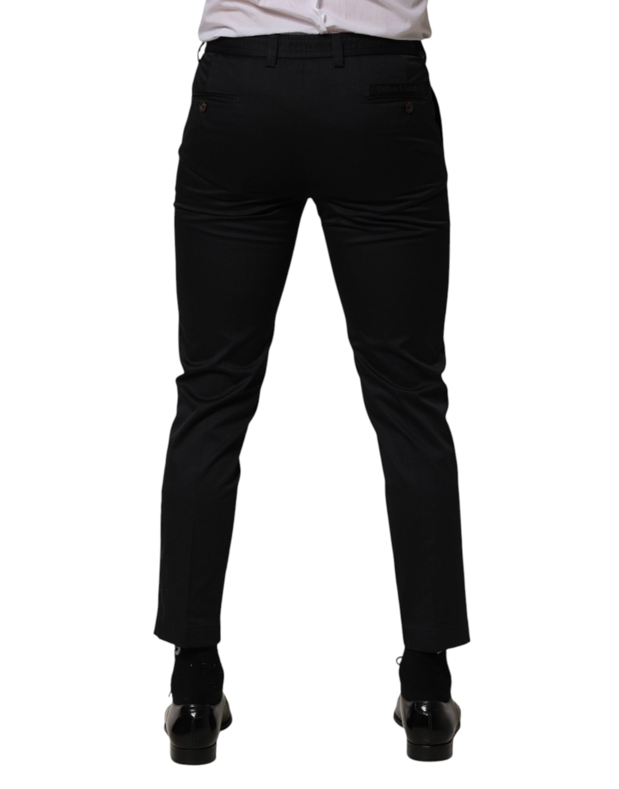 Dolce & Gabbana Dark Blue Cotton Skinny Dress Trouser Pants Dolce & Gabbana