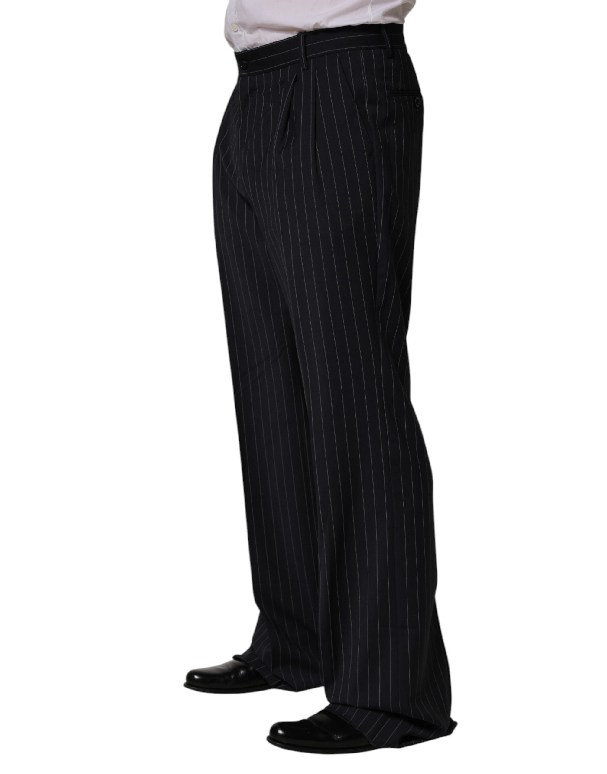 Dolce & Gabbana Black Stripe Straight Men Dress Trouser Pants Dolce & Gabbana