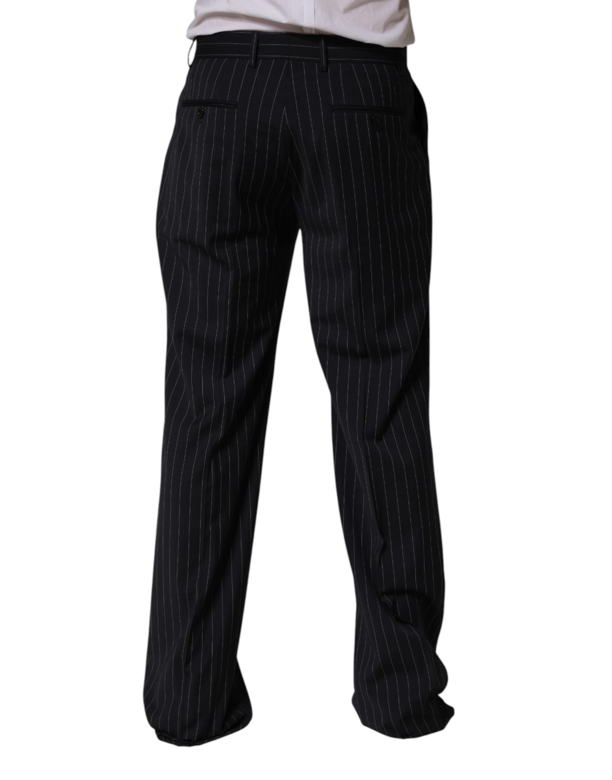 Dolce & Gabbana Black Stripe Straight Men Dress Trouser Pants Dolce & Gabbana
