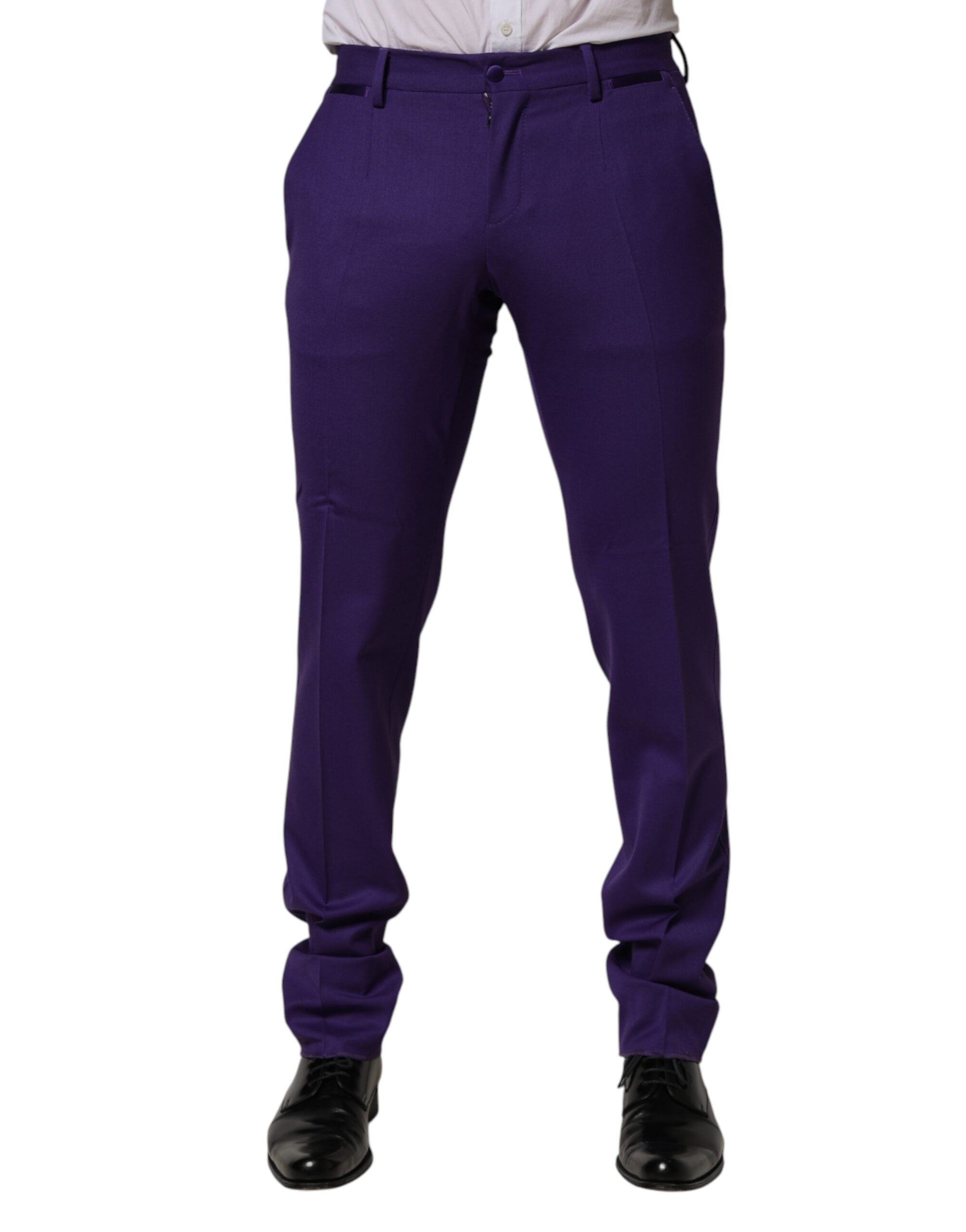 Dolce & Gabbana Purple Wool Skinny Dress Men Trouser Pants Dolce & Gabbana