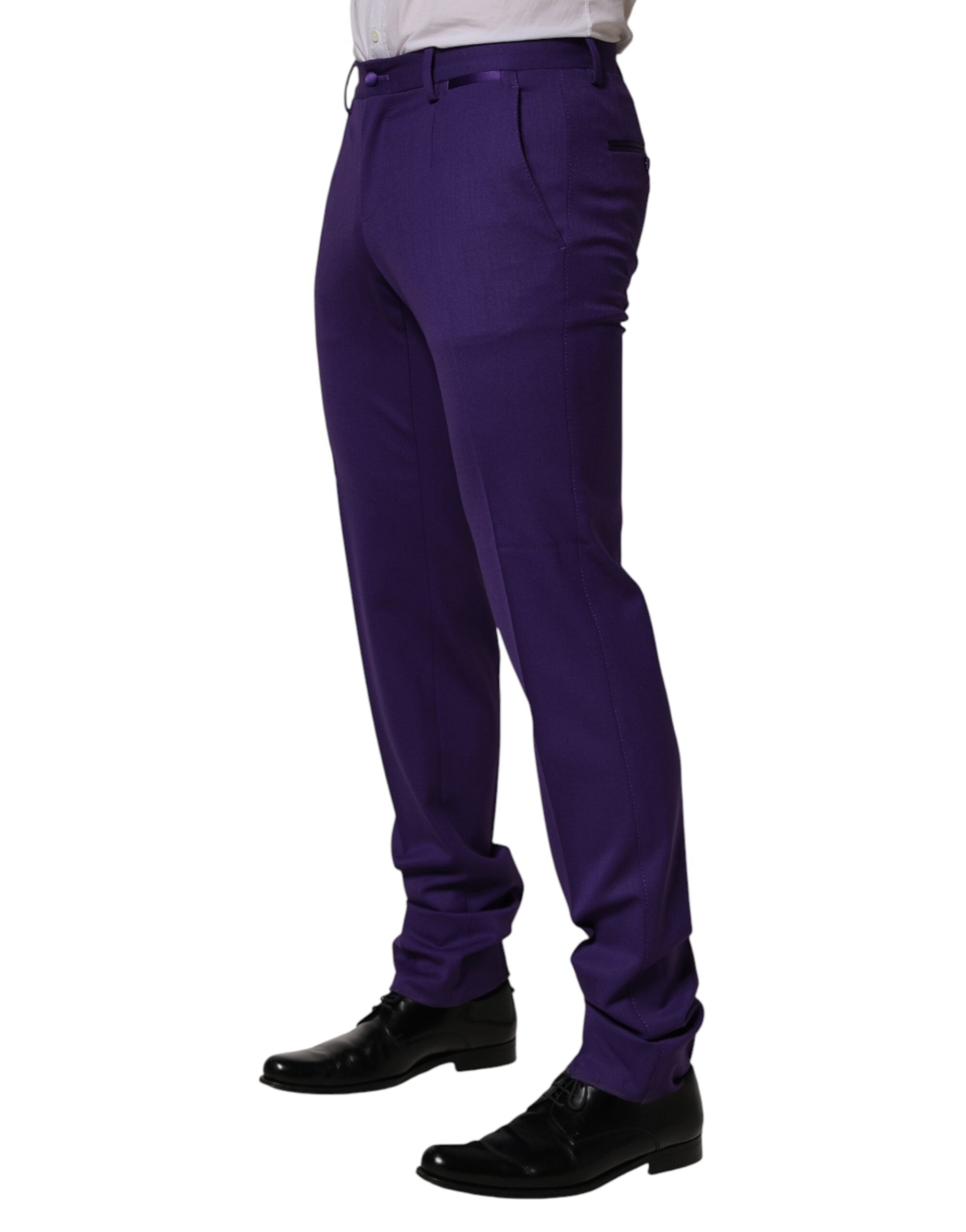 Dolce & Gabbana Purple Wool Skinny Dress Men Trouser Pants Dolce & Gabbana