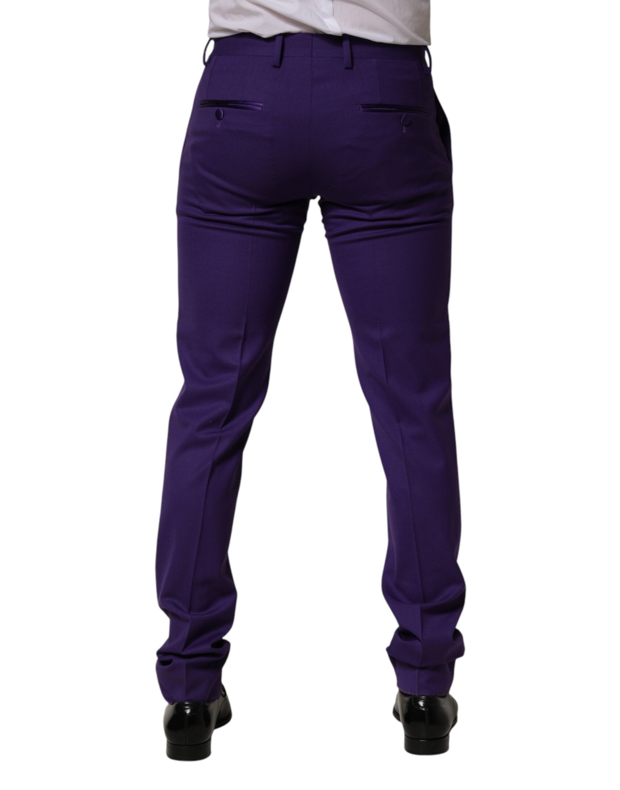 Dolce & Gabbana Purple Wool Skinny Dress Men Trouser Pants Dolce & Gabbana