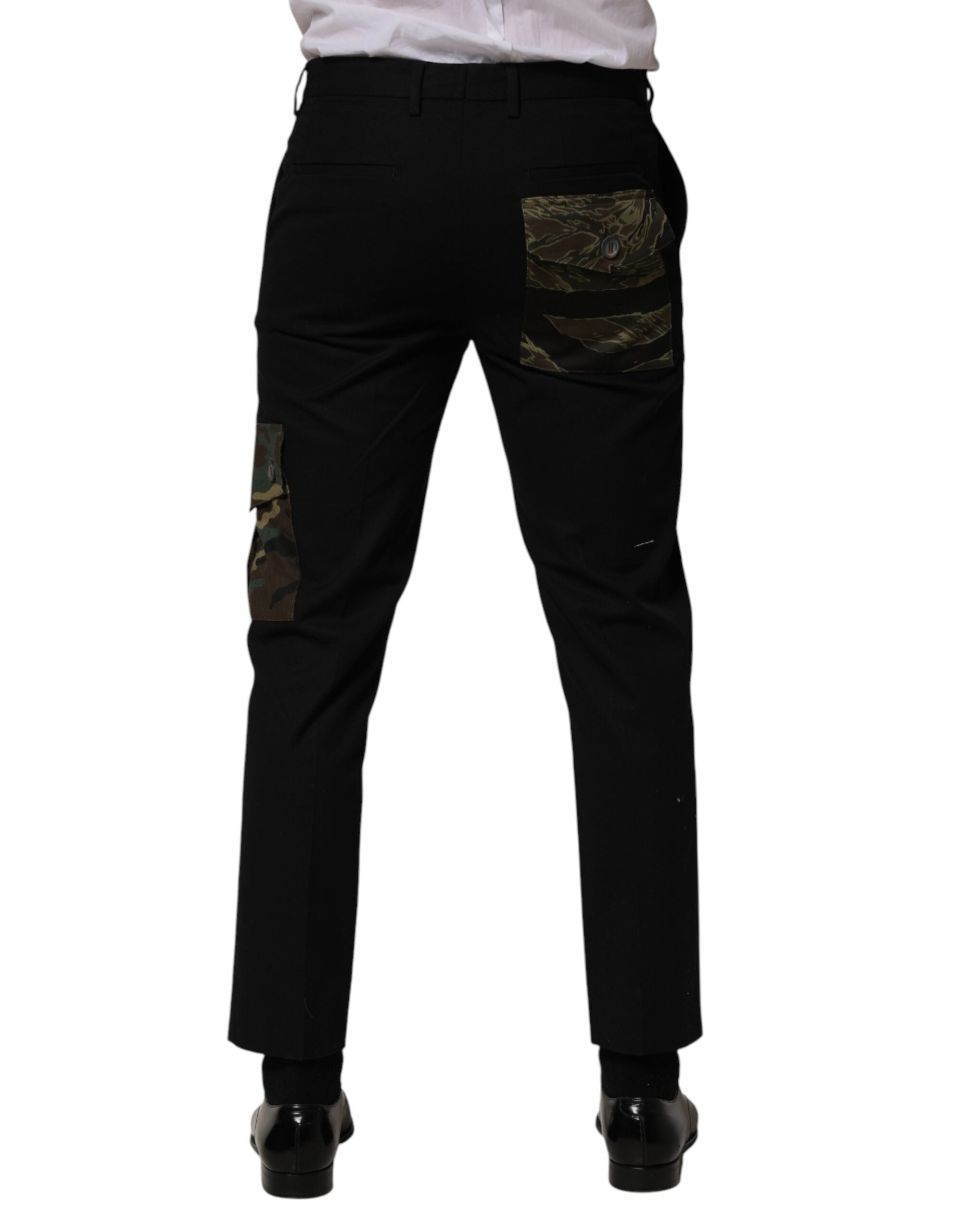 Dolce & Gabbana Black Cotton Skinny Dress Cargo Trouser Pants Dolce & Gabbana