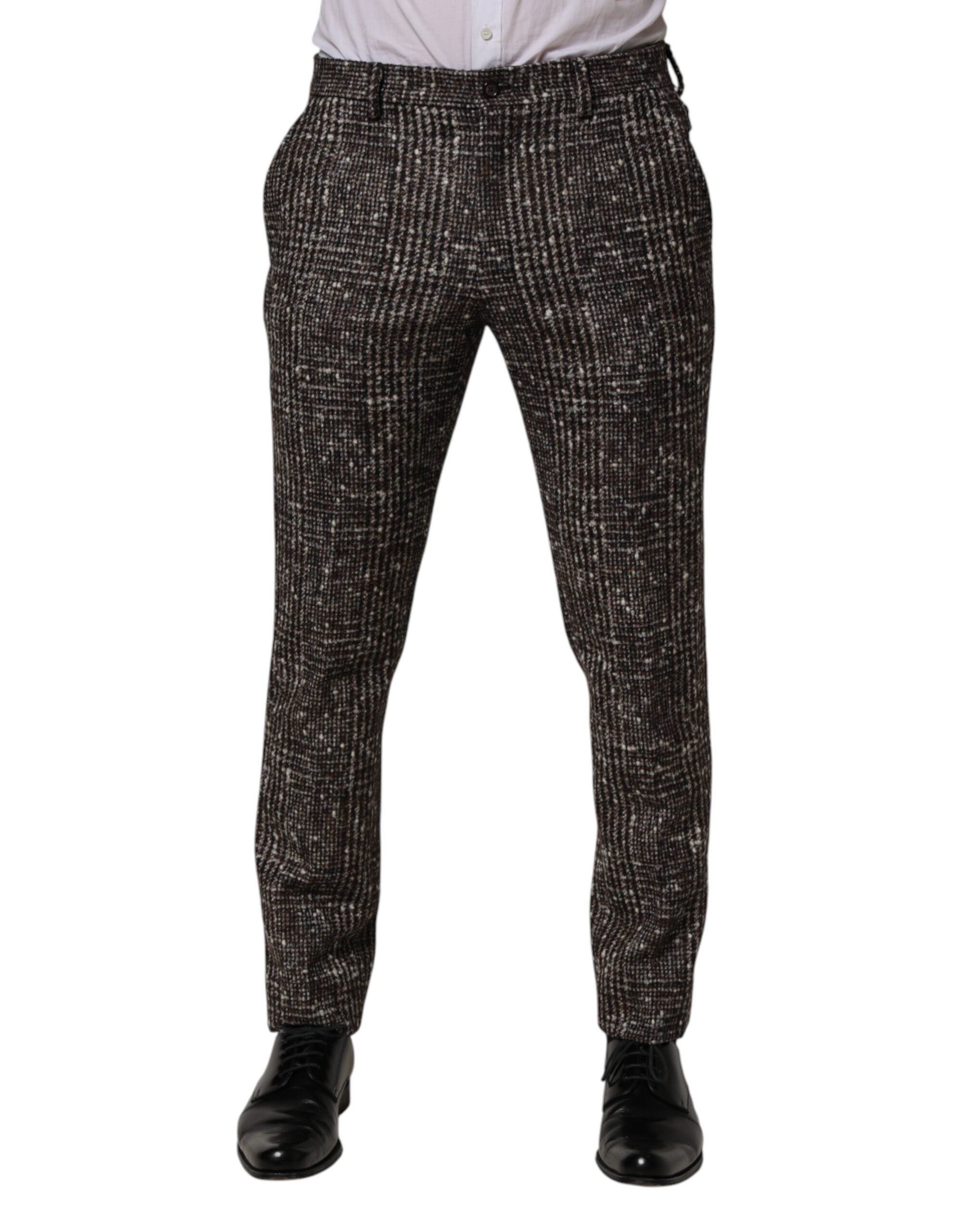 Dolce & Gabbana Brown Wool Plaid Skinny Dress Trouser Pants Dolce & Gabbana