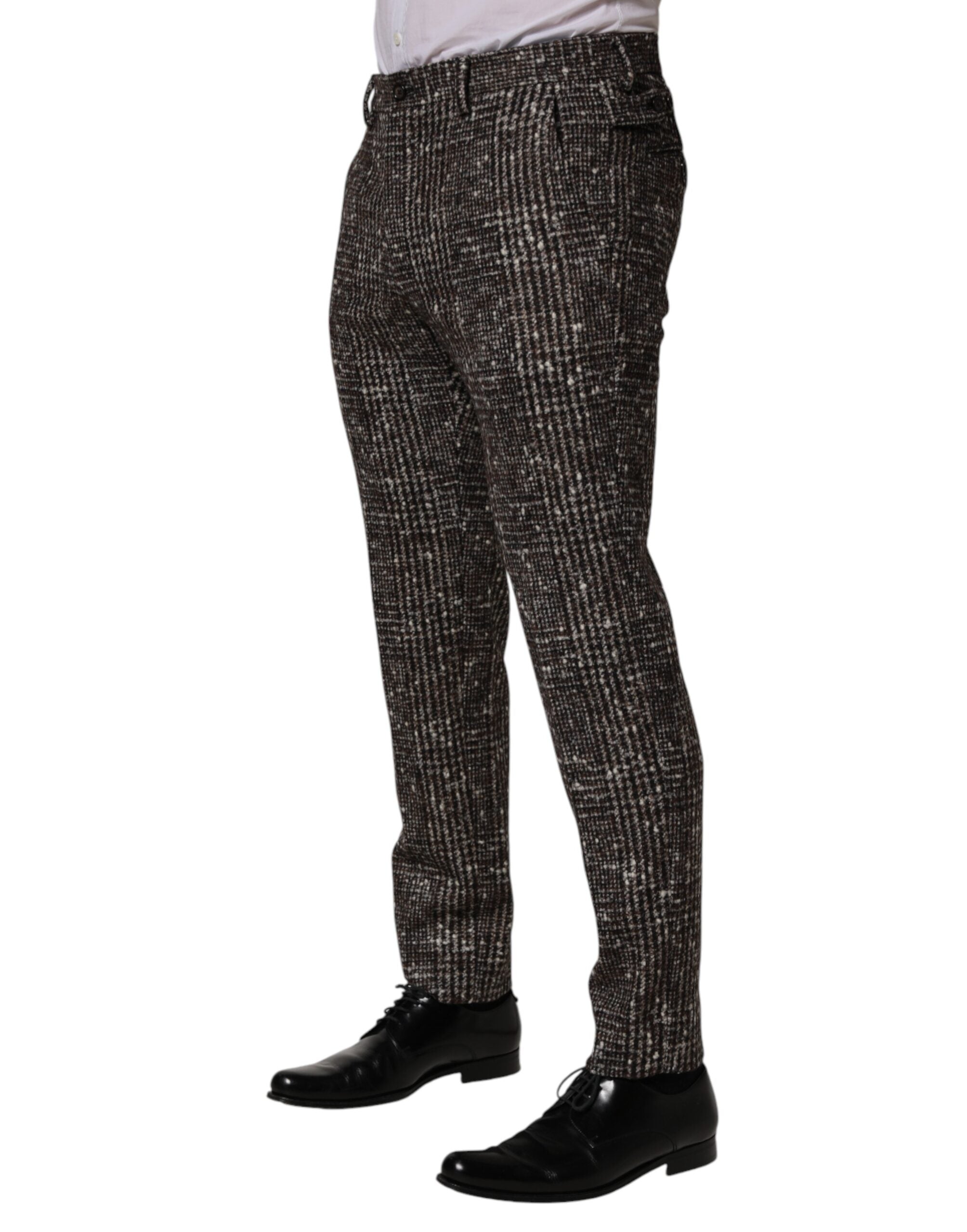 Dolce & Gabbana Brown Wool Plaid Skinny Dress Trouser Pants Dolce & Gabbana